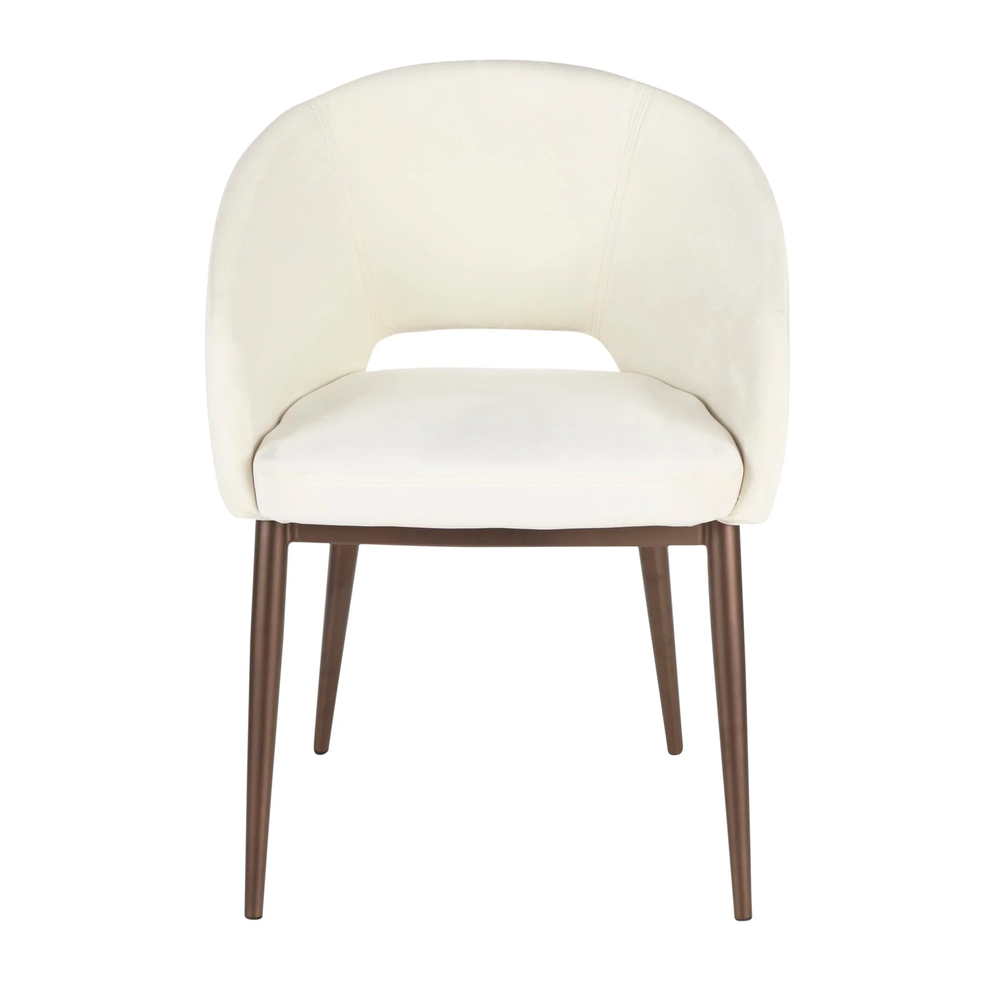 Upholstered Dining Chair with Metal Legs and Curved Backrest