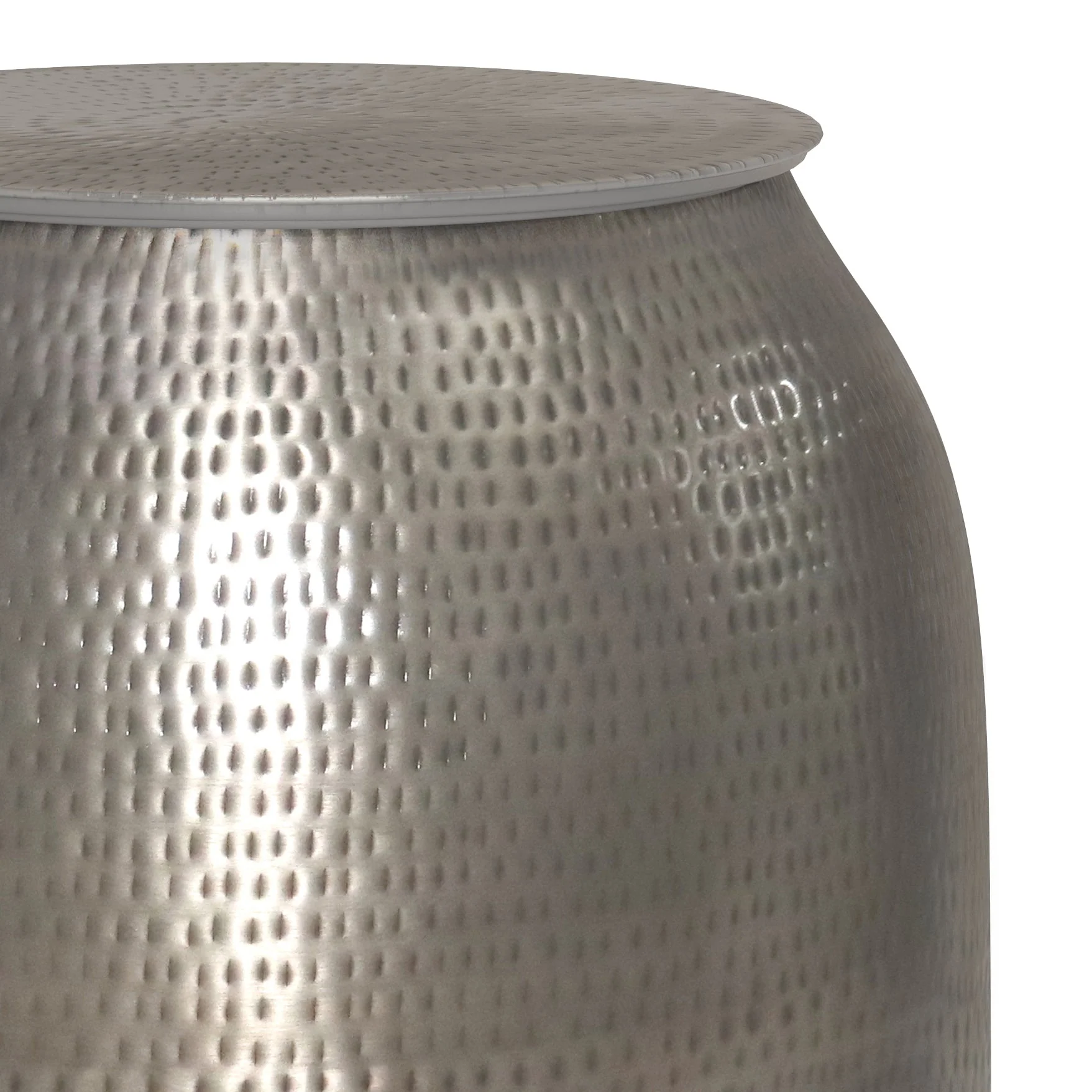 Destiny Drum-Shaped Hammered Accent Table with Removable Top