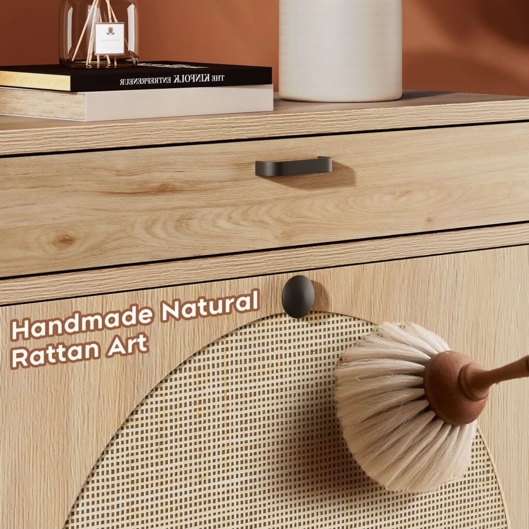 Boho Natural Rattan Shoe Storage Cabinet