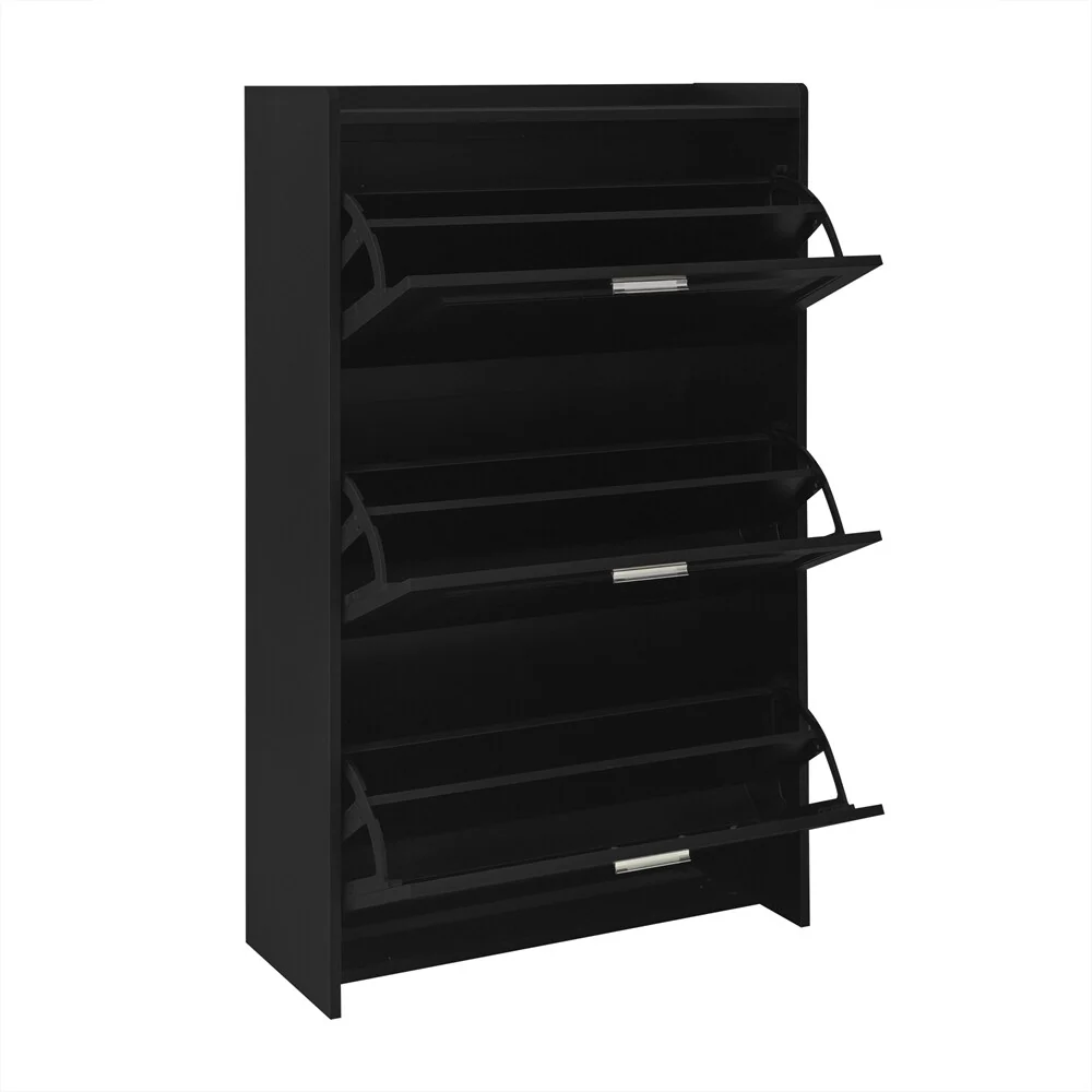 Free Standing Wood Shoe Storage Cabinet with 3 Flip Drawers