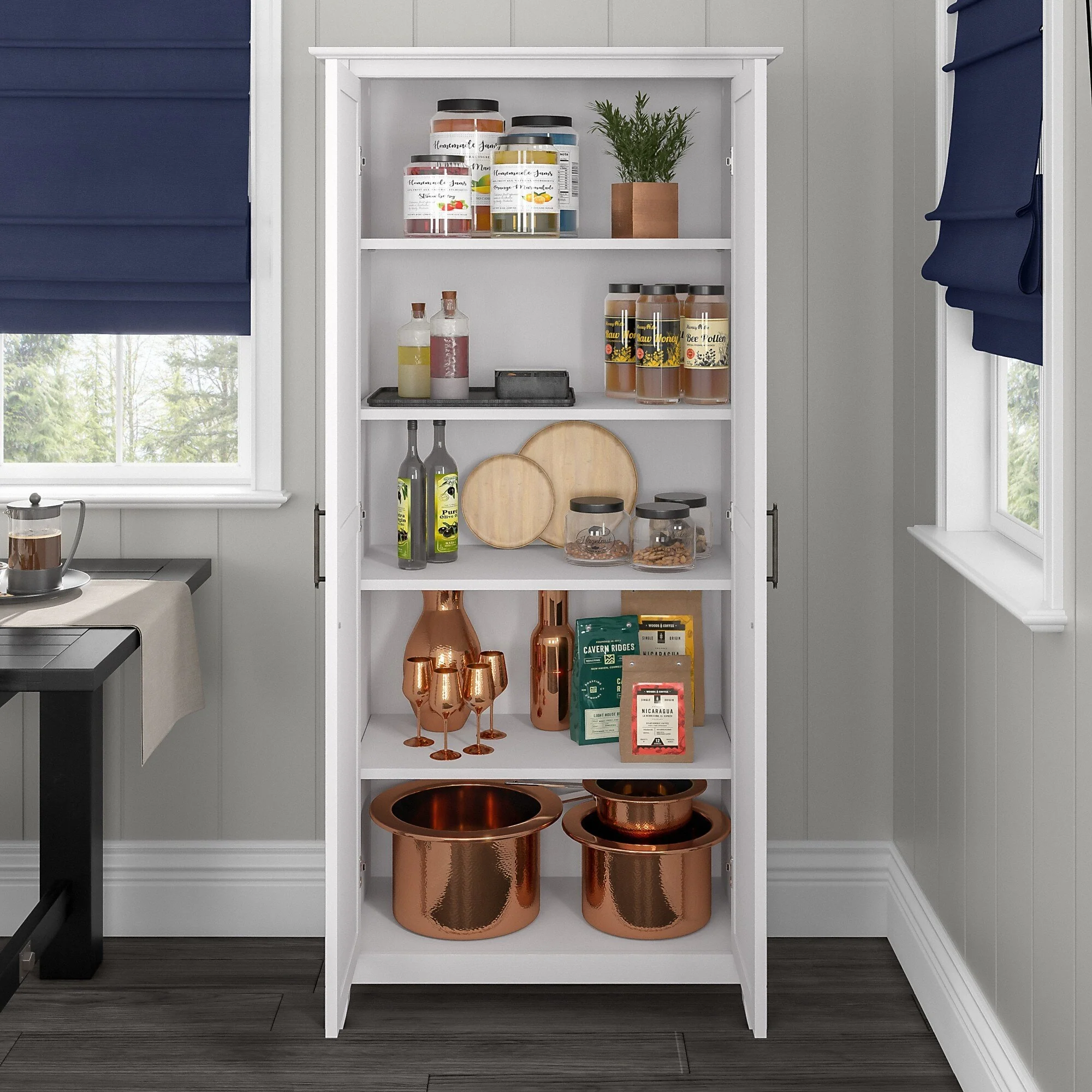 Key West Tall Kitchen Pantry Cabinet with Doors by Bush Furniture