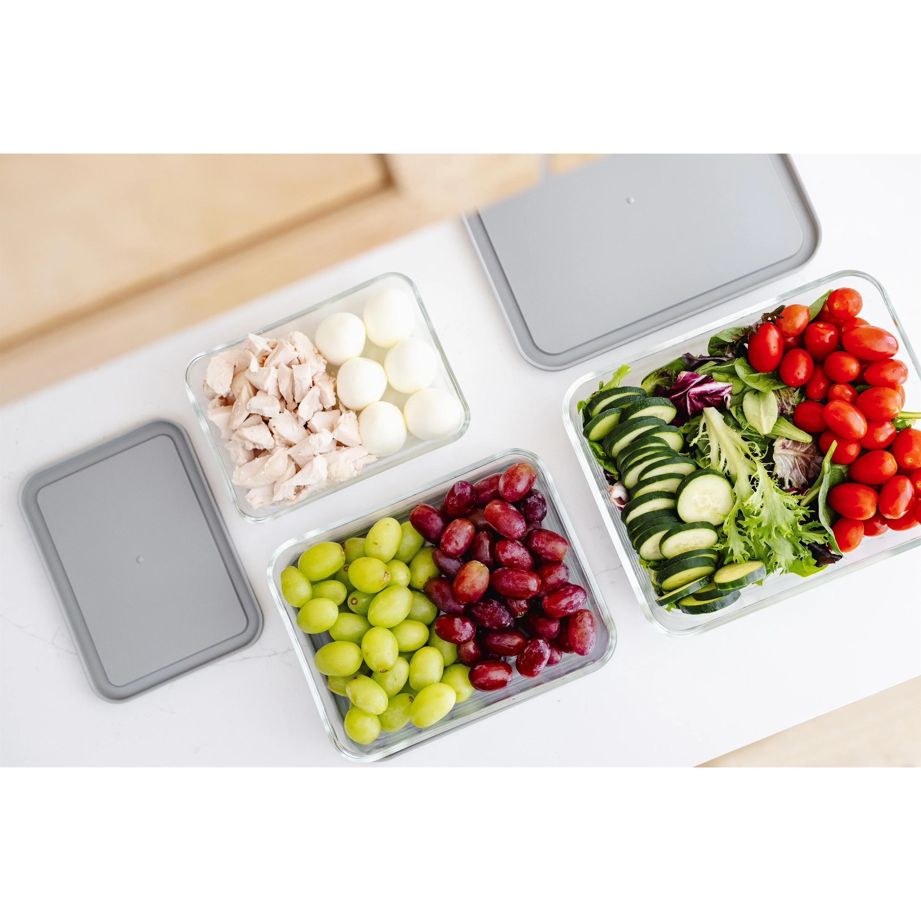 Glass Food Storage Set with Airtight Lids - Nesting, Space-Saving, BPA-Free, Microwave, Oven & Dishwasher Safe