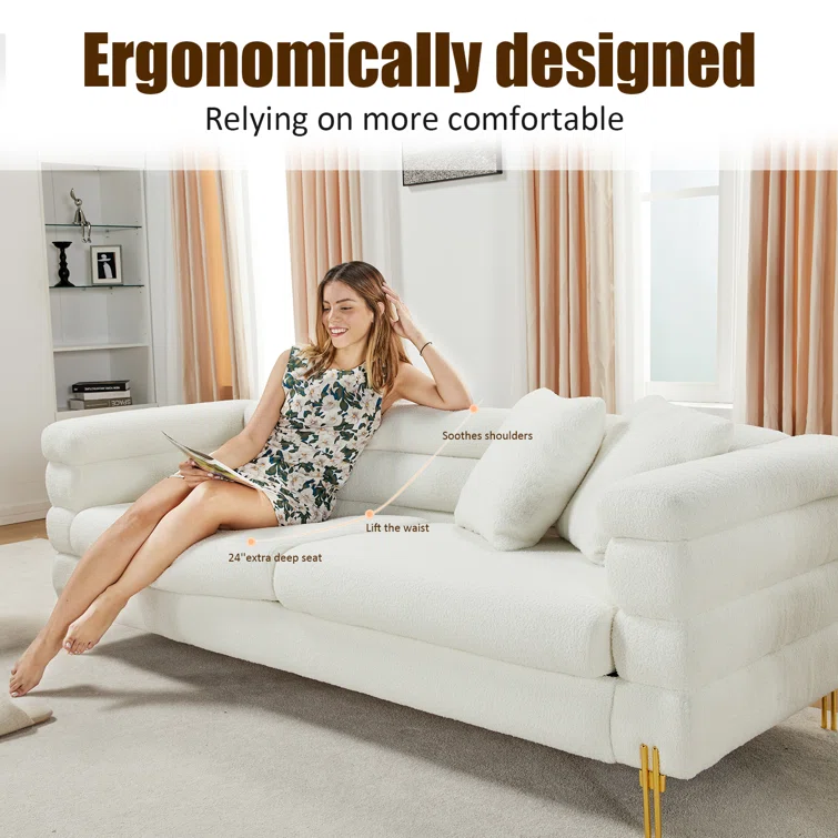 Eatonton Bouclé Sofa Couch 3 Seater Sofa for Living Room Oversized Sofa