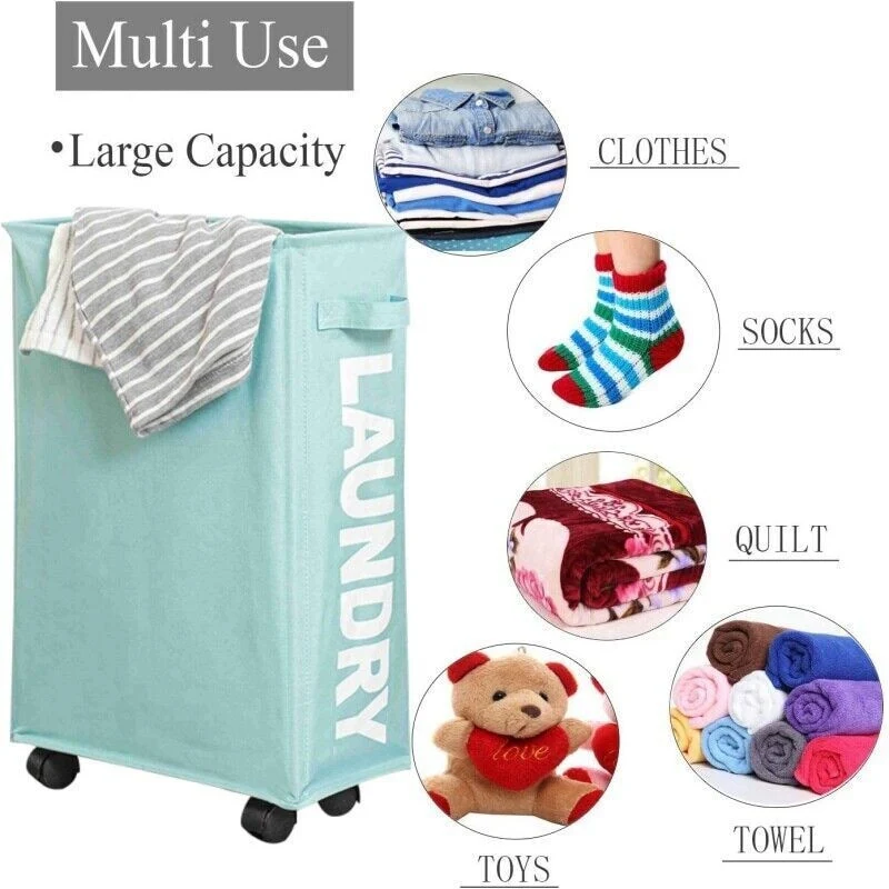 Foldable Laundry Hamper with Wheels - 22.8*15.4*7.3in