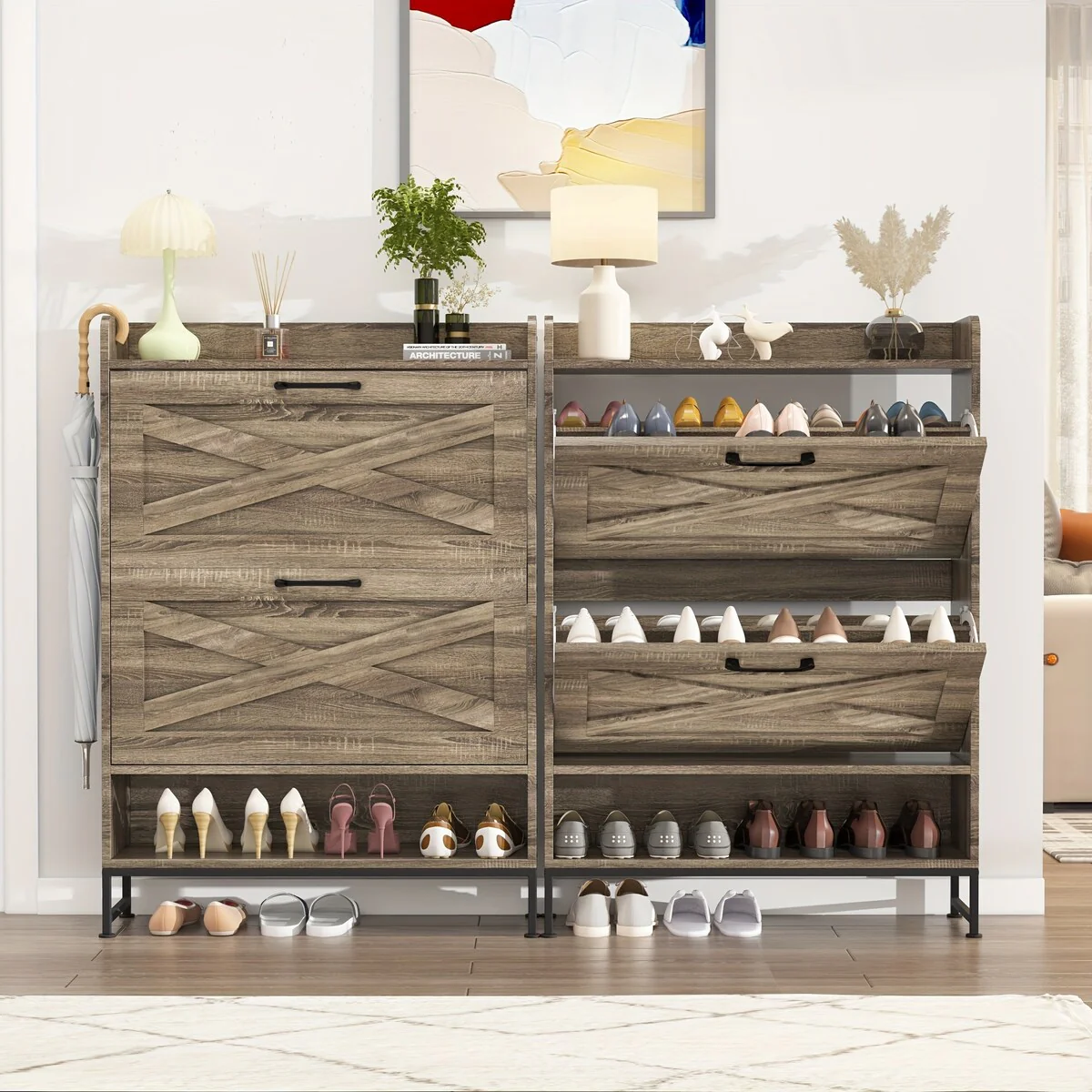 24 Pair Shoe Storage Cabinet