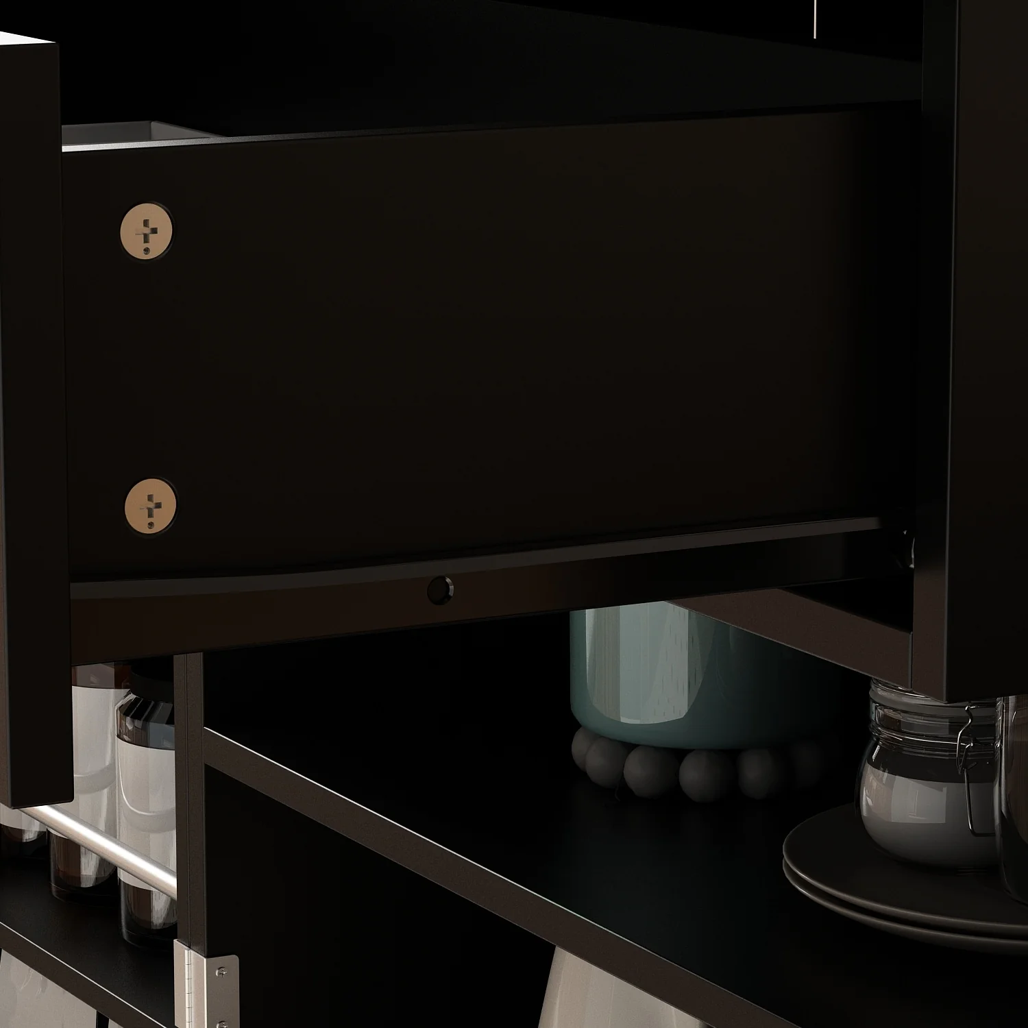 Long Standing Kitchen Cabinet with Large Open Space for Microwave - 30