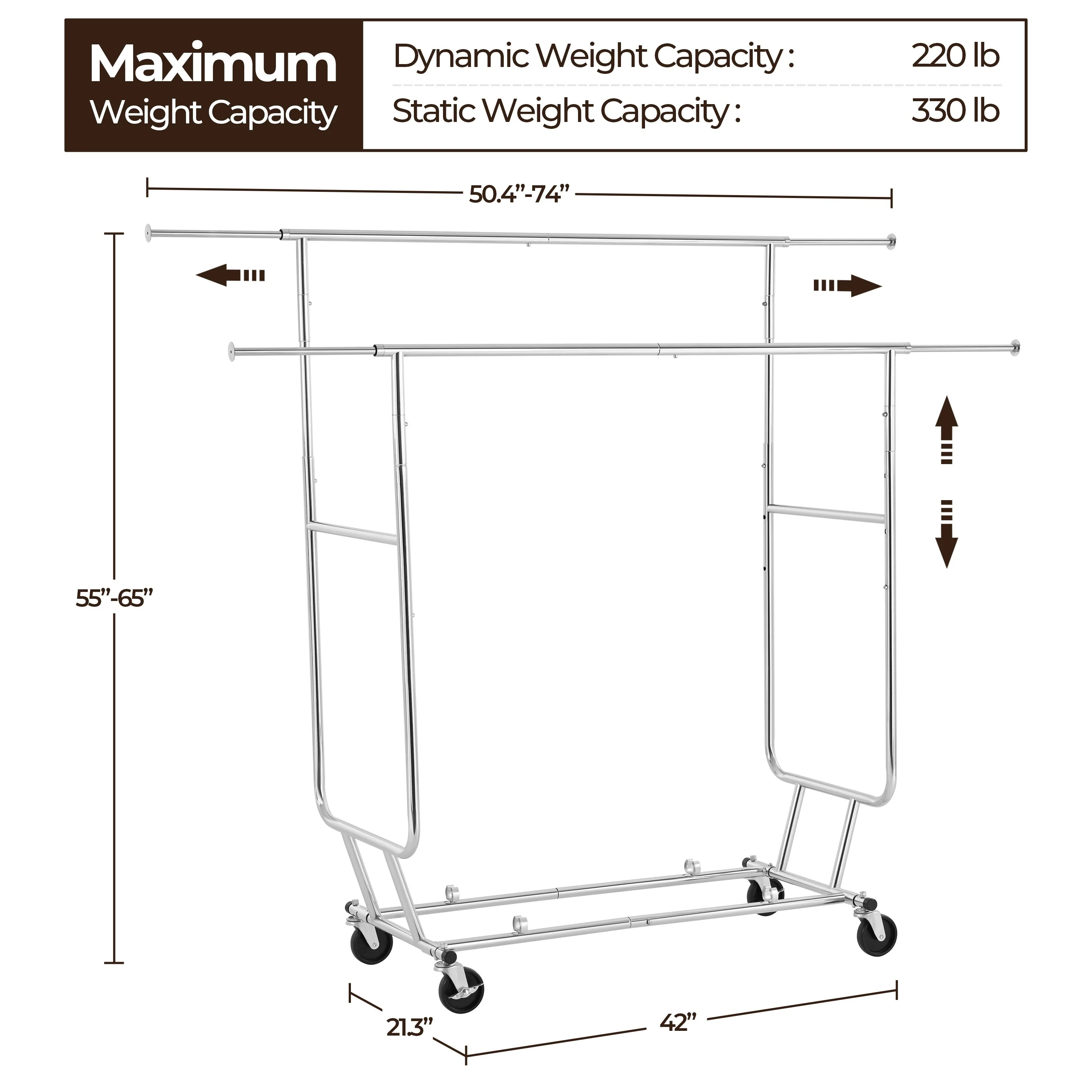 Yaheetech Commercial Grade Collapsible 2 Rack Clothing and Garmet Rack