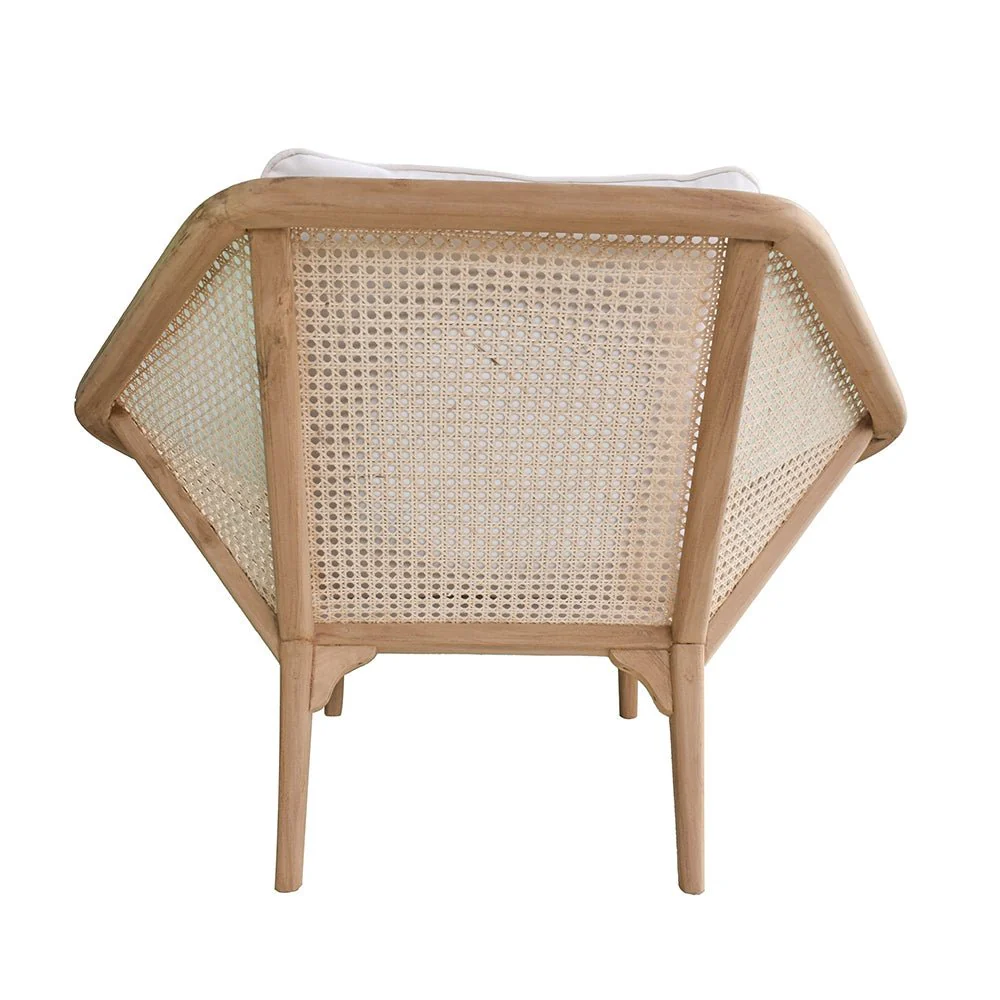 Leisure Chair with Rattan Cane Back and Hexagonal Design