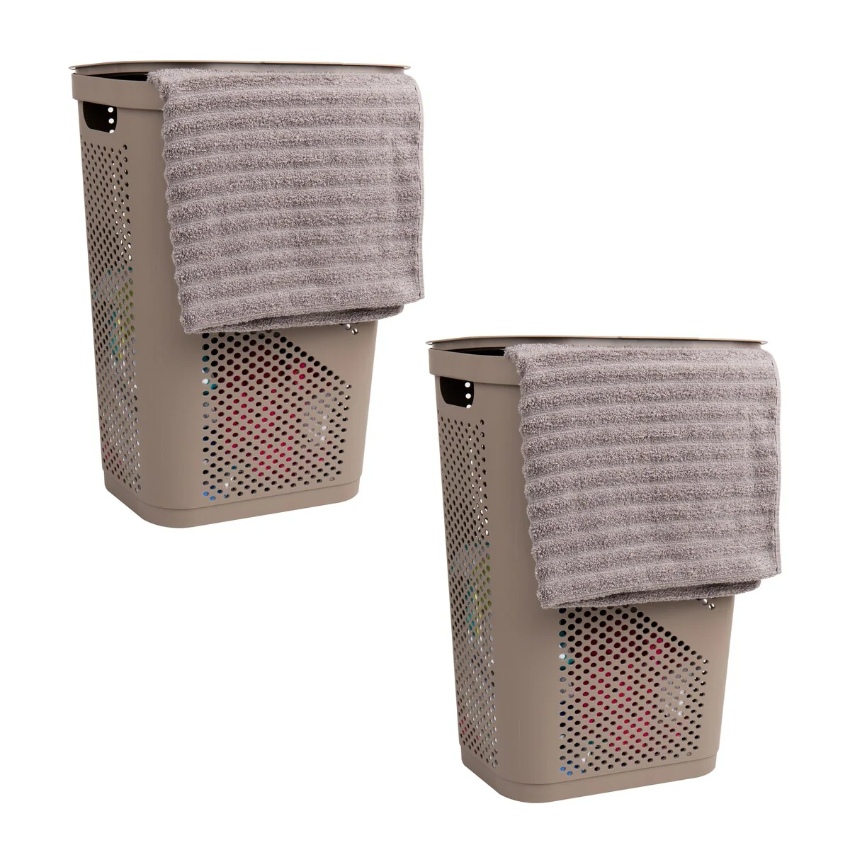 Mind Reader 60L Slim Laundry Hamper, Clothes Basket, Lid, Ventilated, Plastic, 17.25