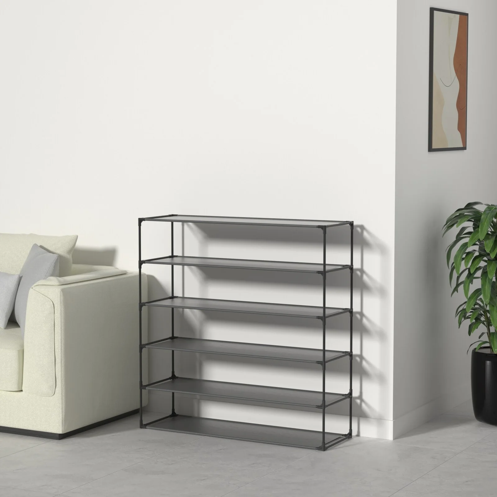 Modern Waterproof Shoe Rack Organizer Tower for Small Spaces Black