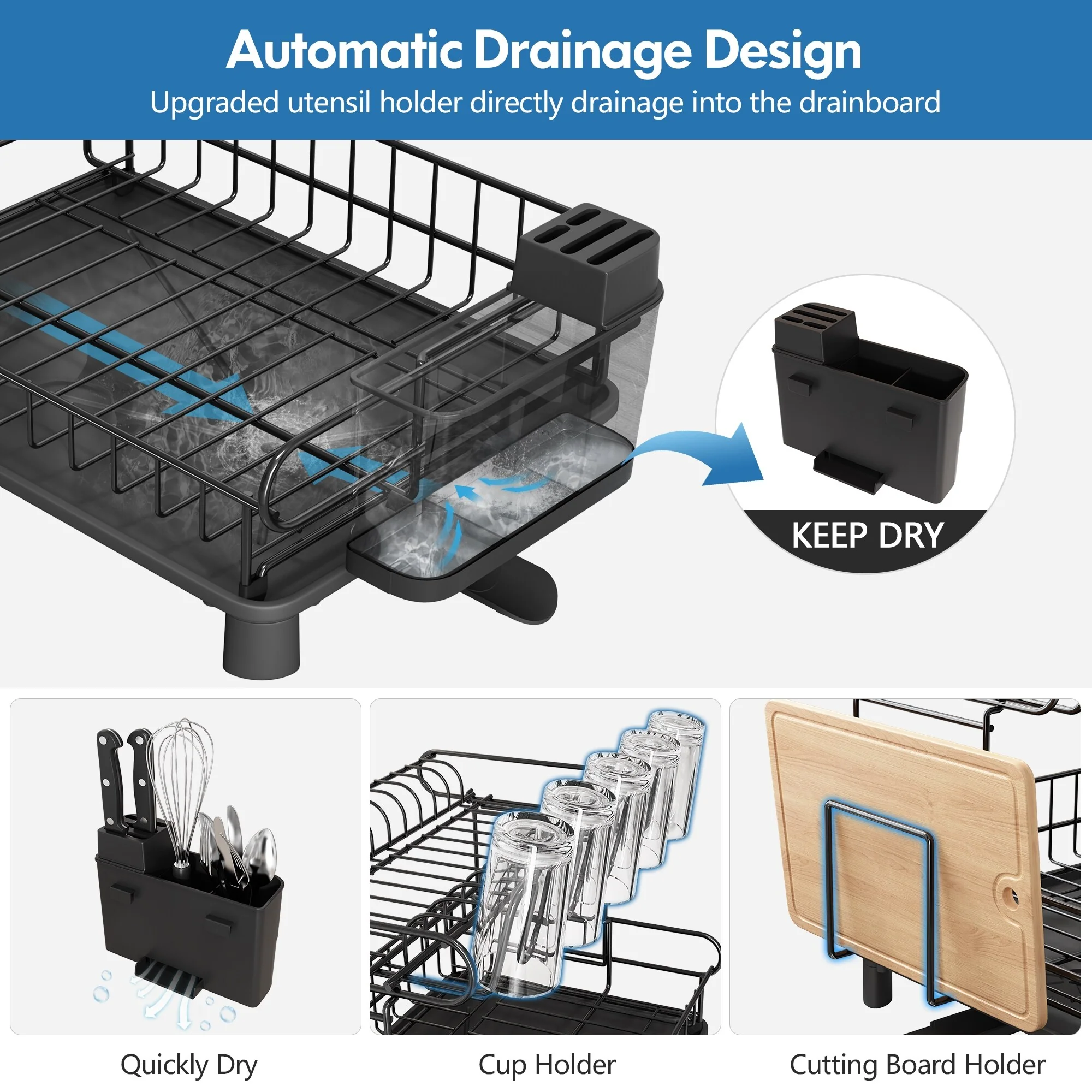 JASIWAY 2 Tier Kitchen Stainless Steel Dish Rack