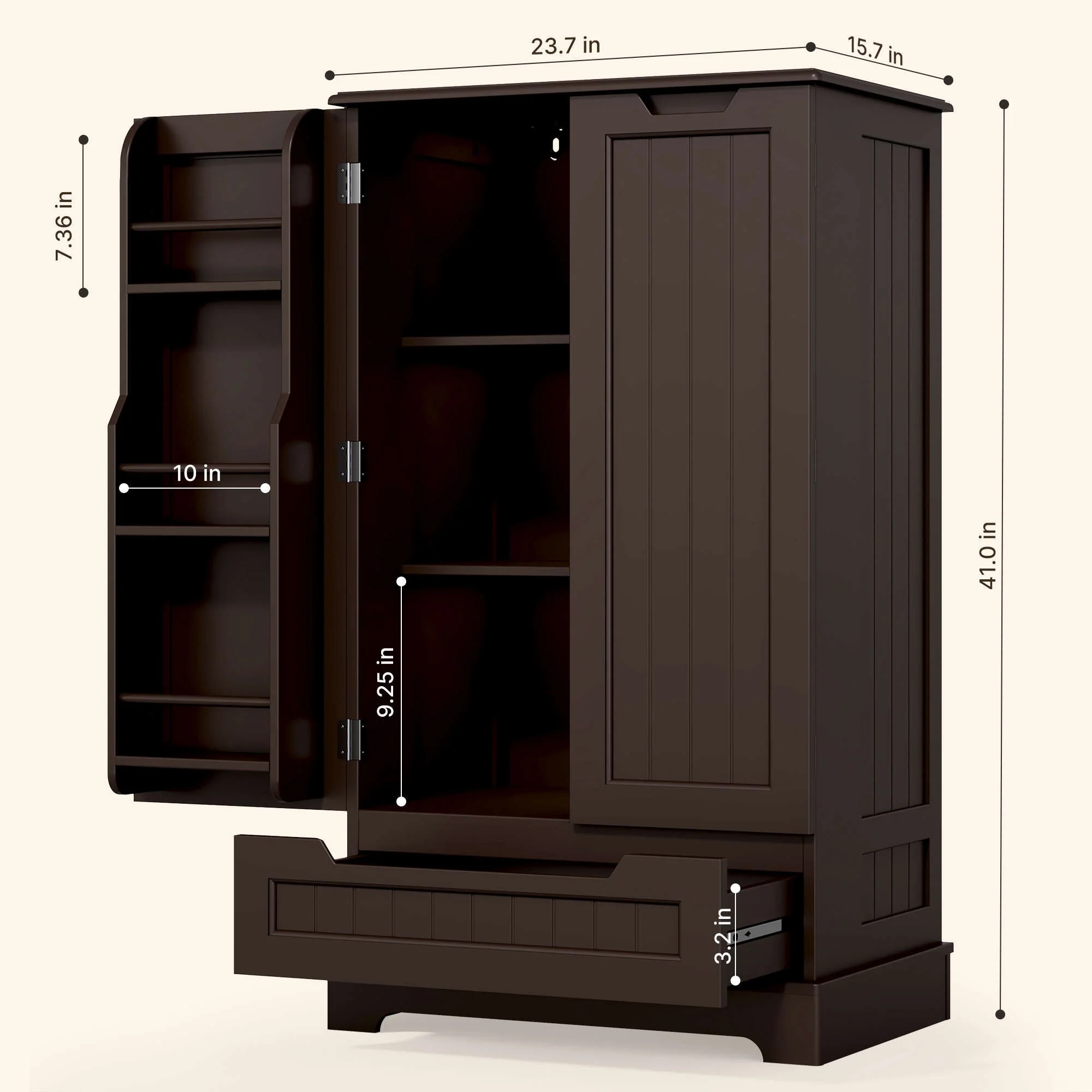Kitchen Pantry Storage Cabinet, Freestanding Storage with Shelves and 1 Drawer