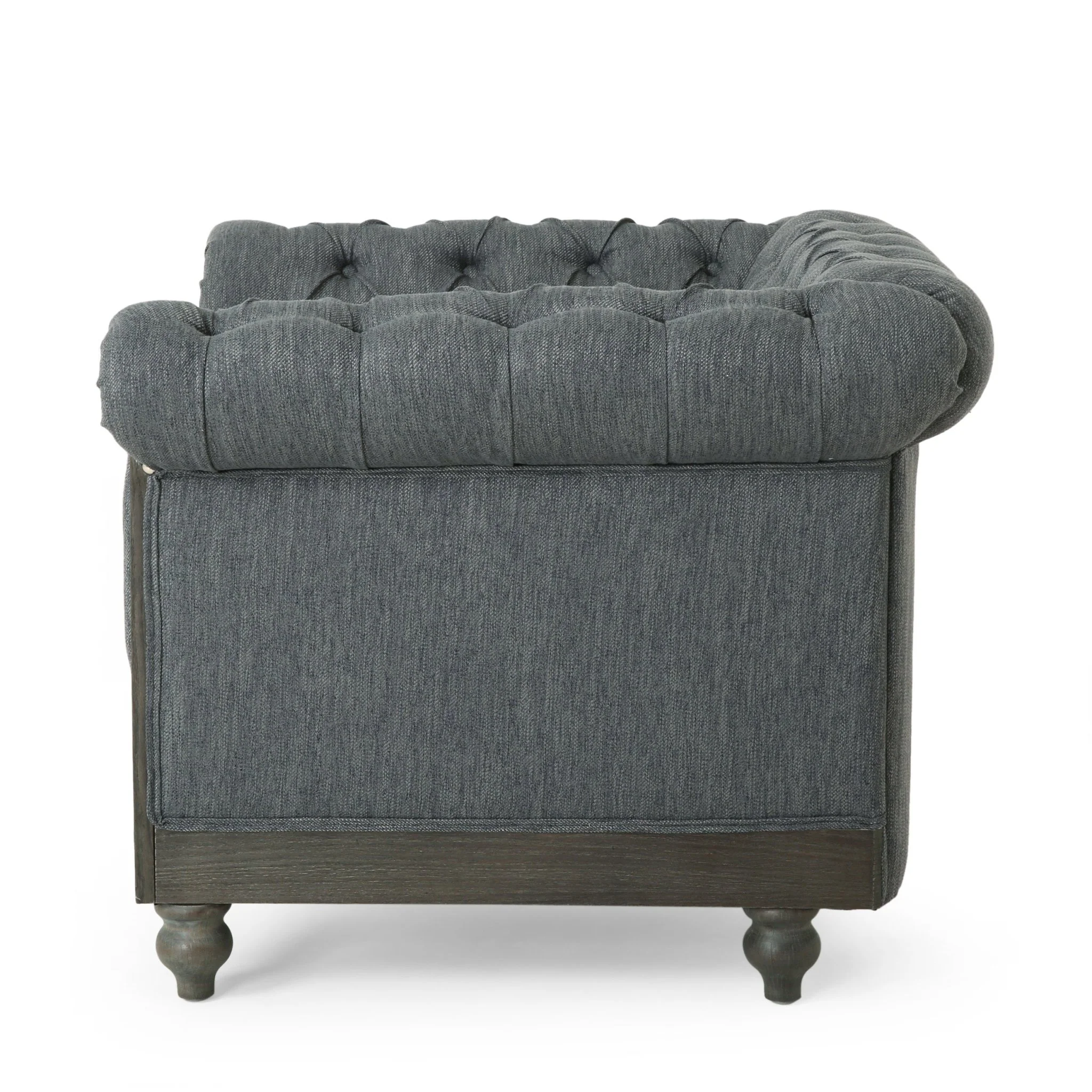 Luminex Tufted Upholstered Club Chair with Nailhead Accents and Scrolled Tuxedo Arms