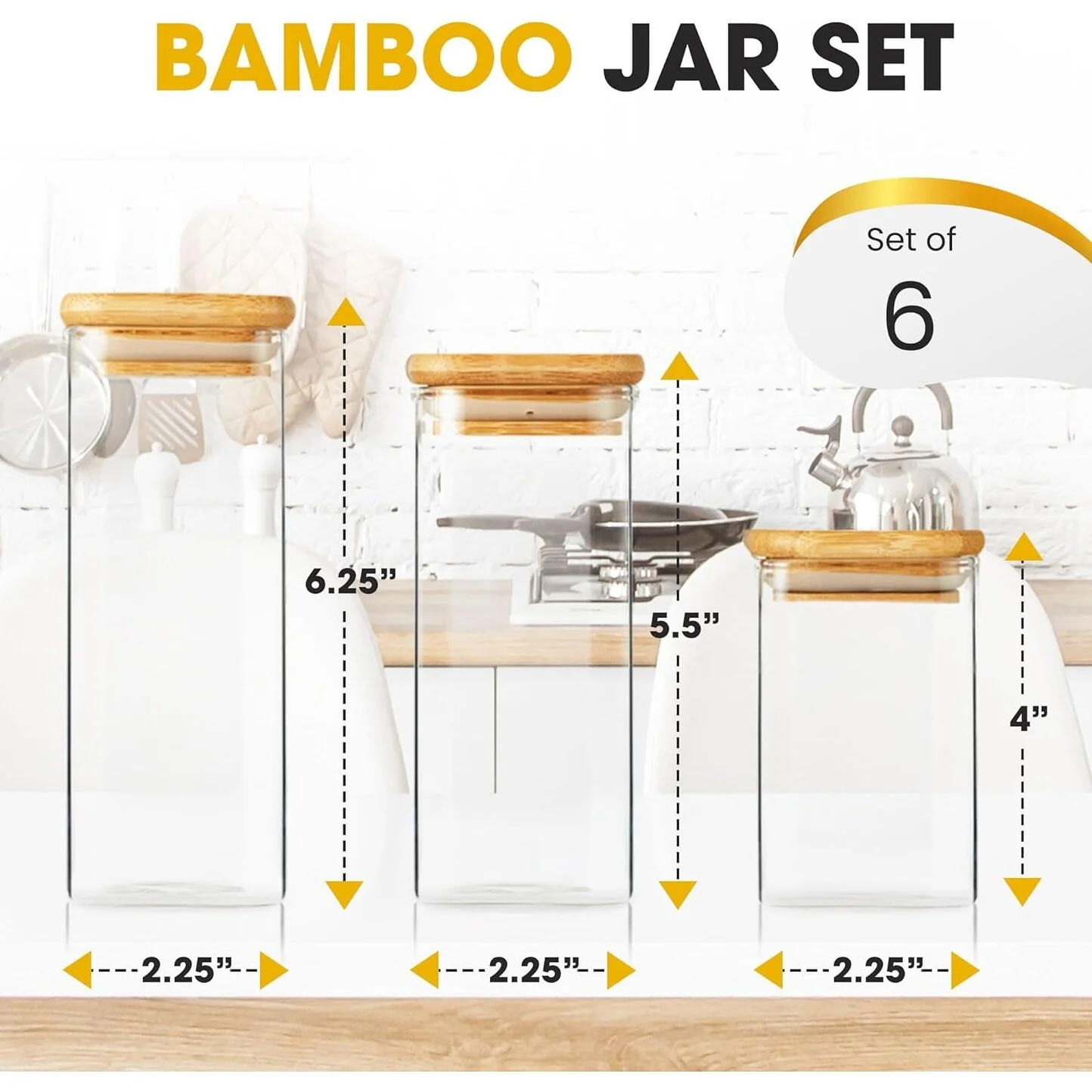 Berkware Mini Glass Jar Set with Bamboo Lids