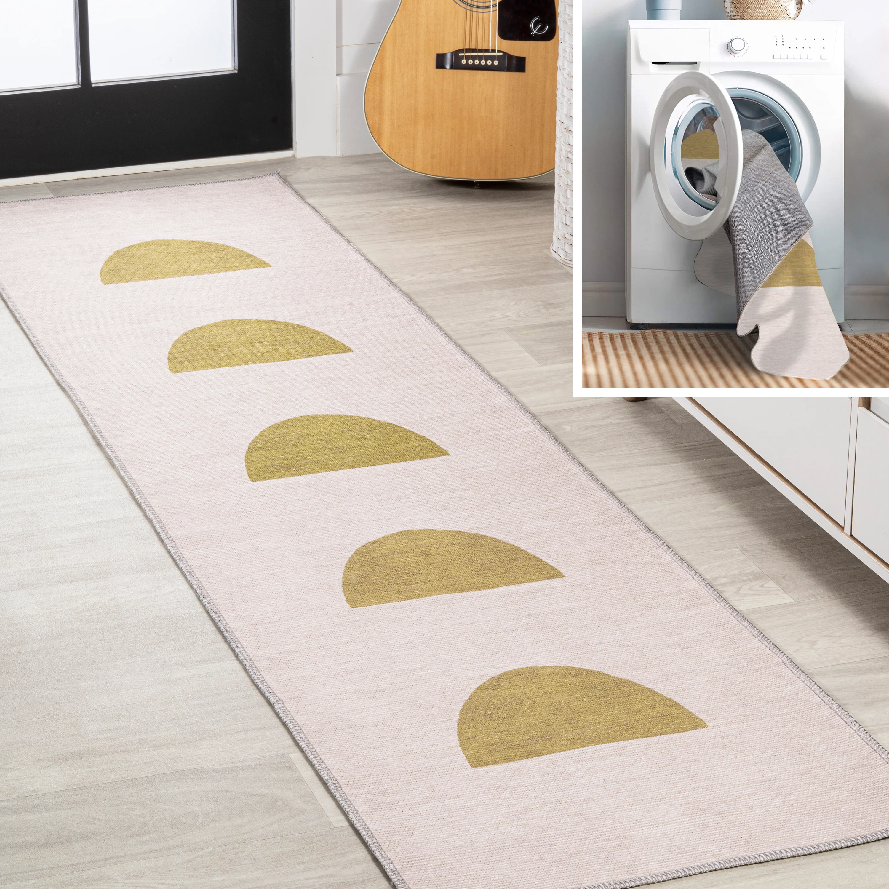 Luola Minimalist Geometric Machine-Washable Area Rug