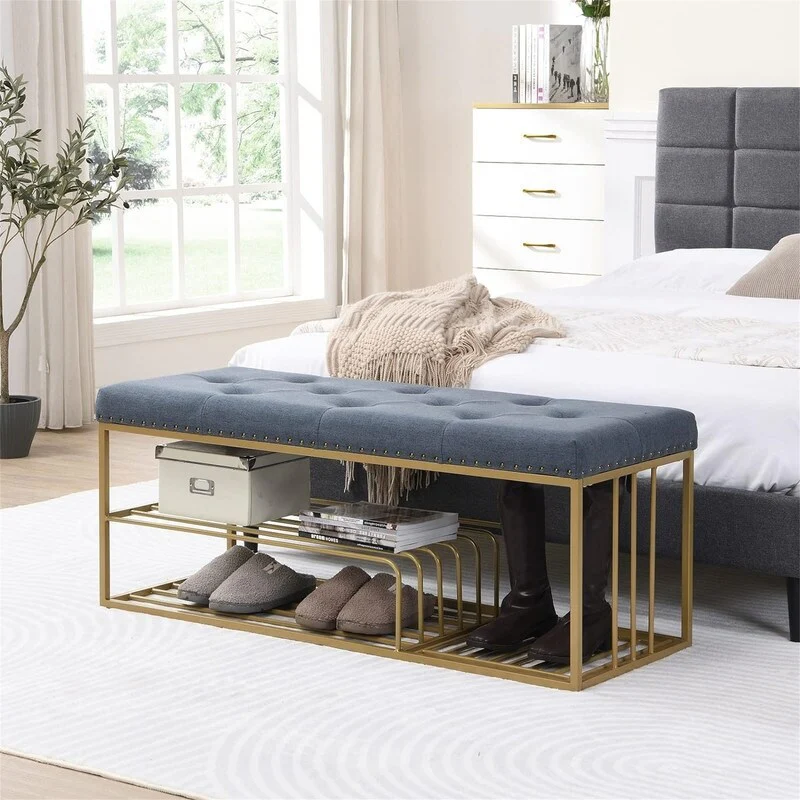 Linen Bench with Storage - 17