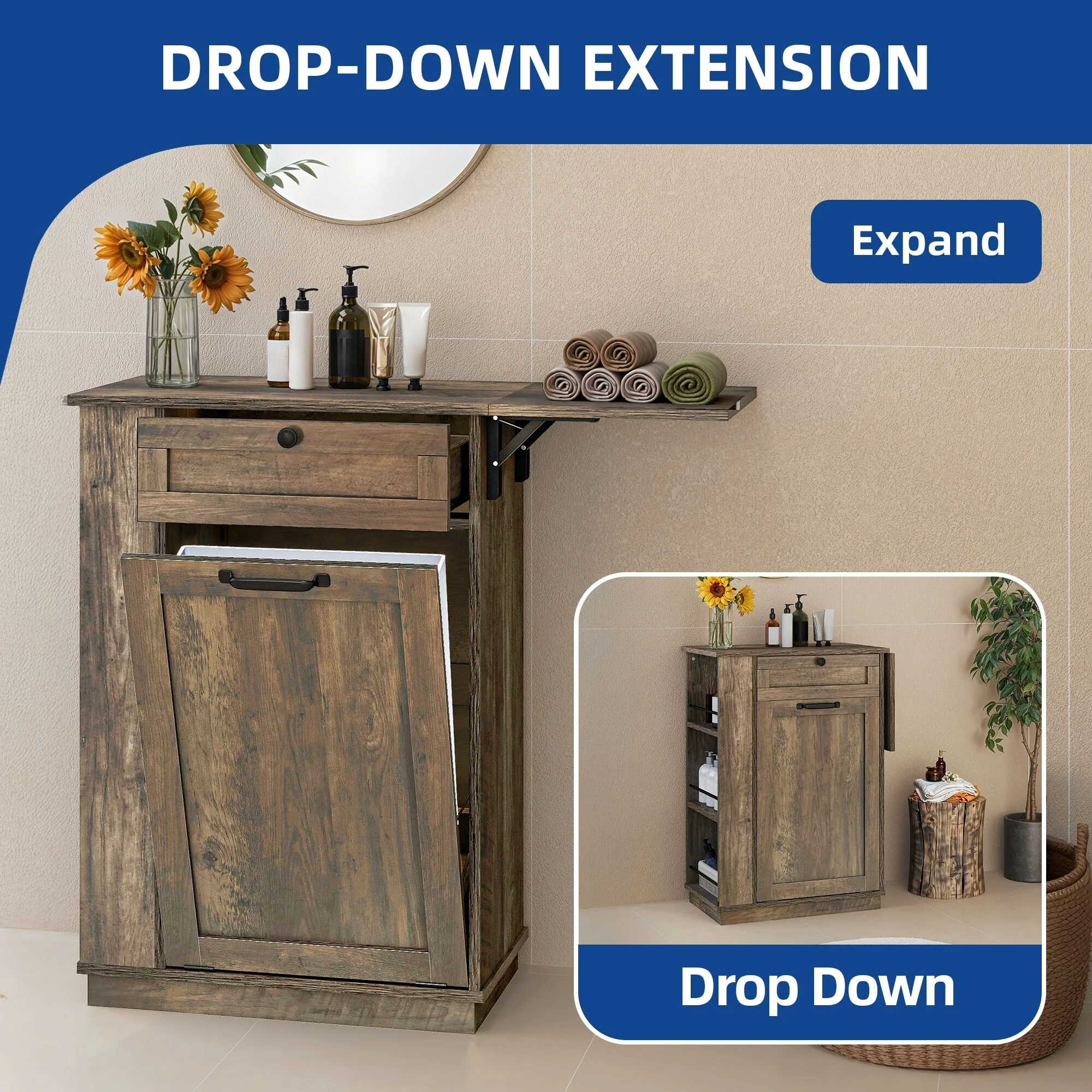 Hidden Trash Can Cabinet Tilt Out Trash Bin Cabinet With Drawer