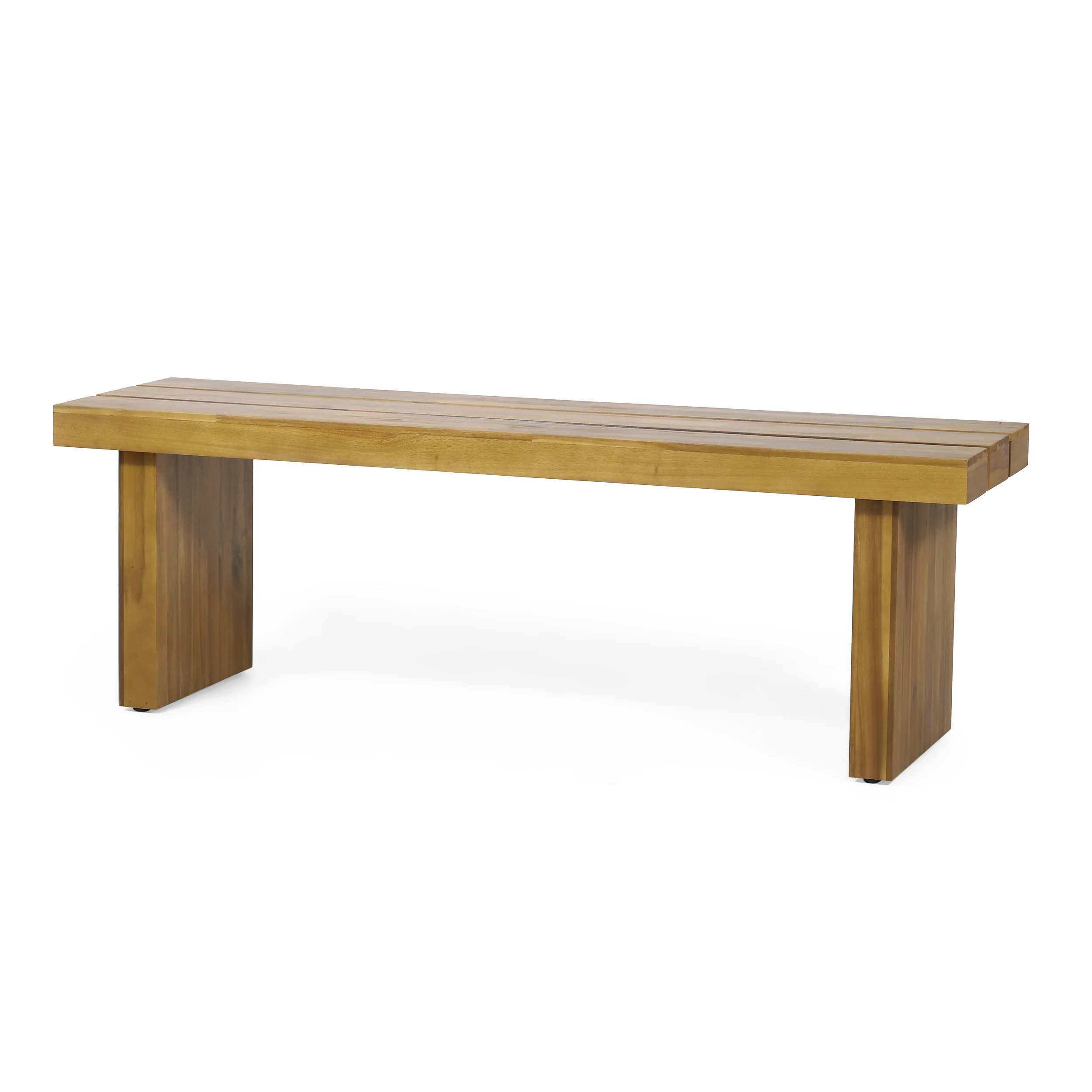 Outdoor Bench with Slat Top and Block Leg