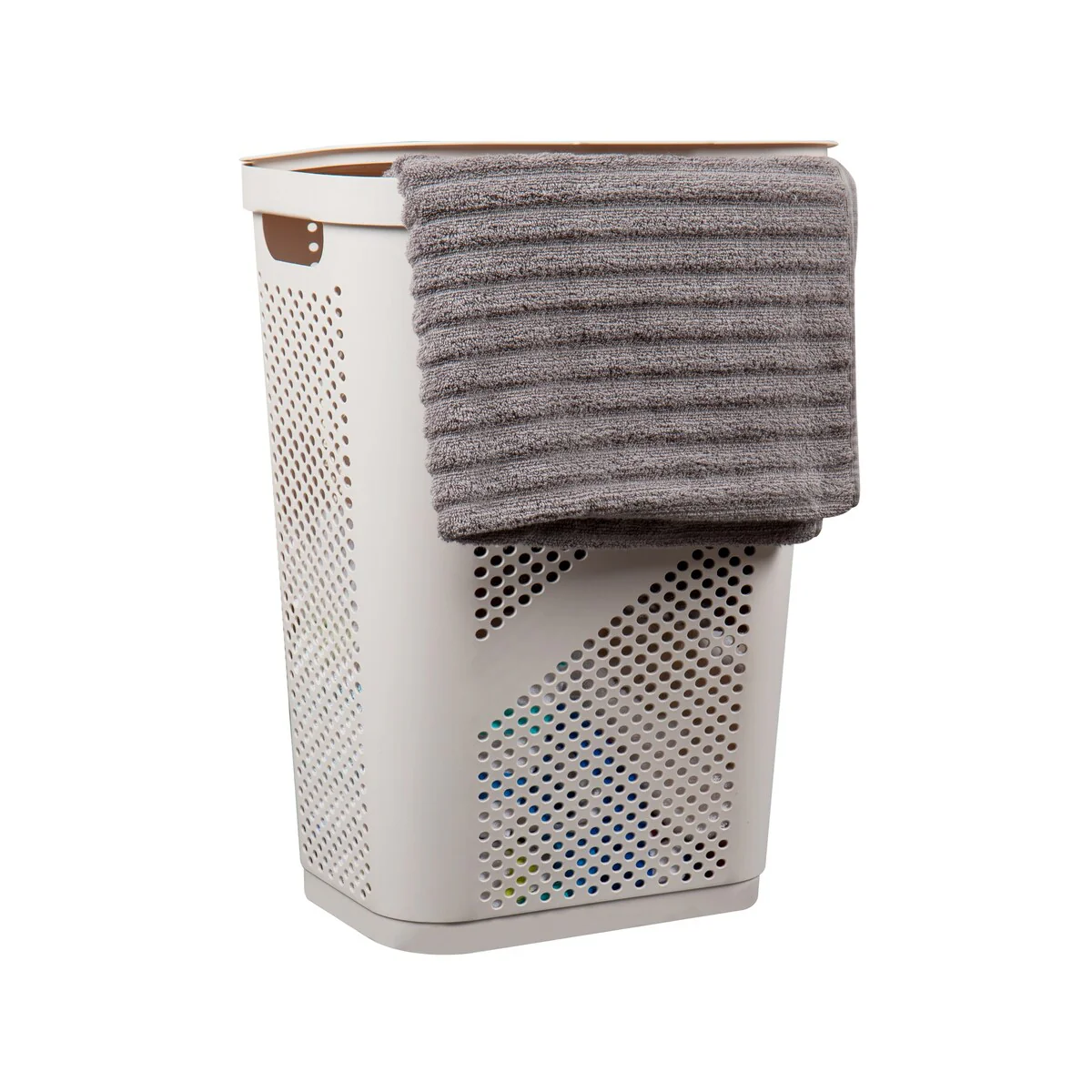 Mind Reader 60L Slim Laundry Hamper, Clothes Basket, Lid, Ventilated, Plastic, 17.25