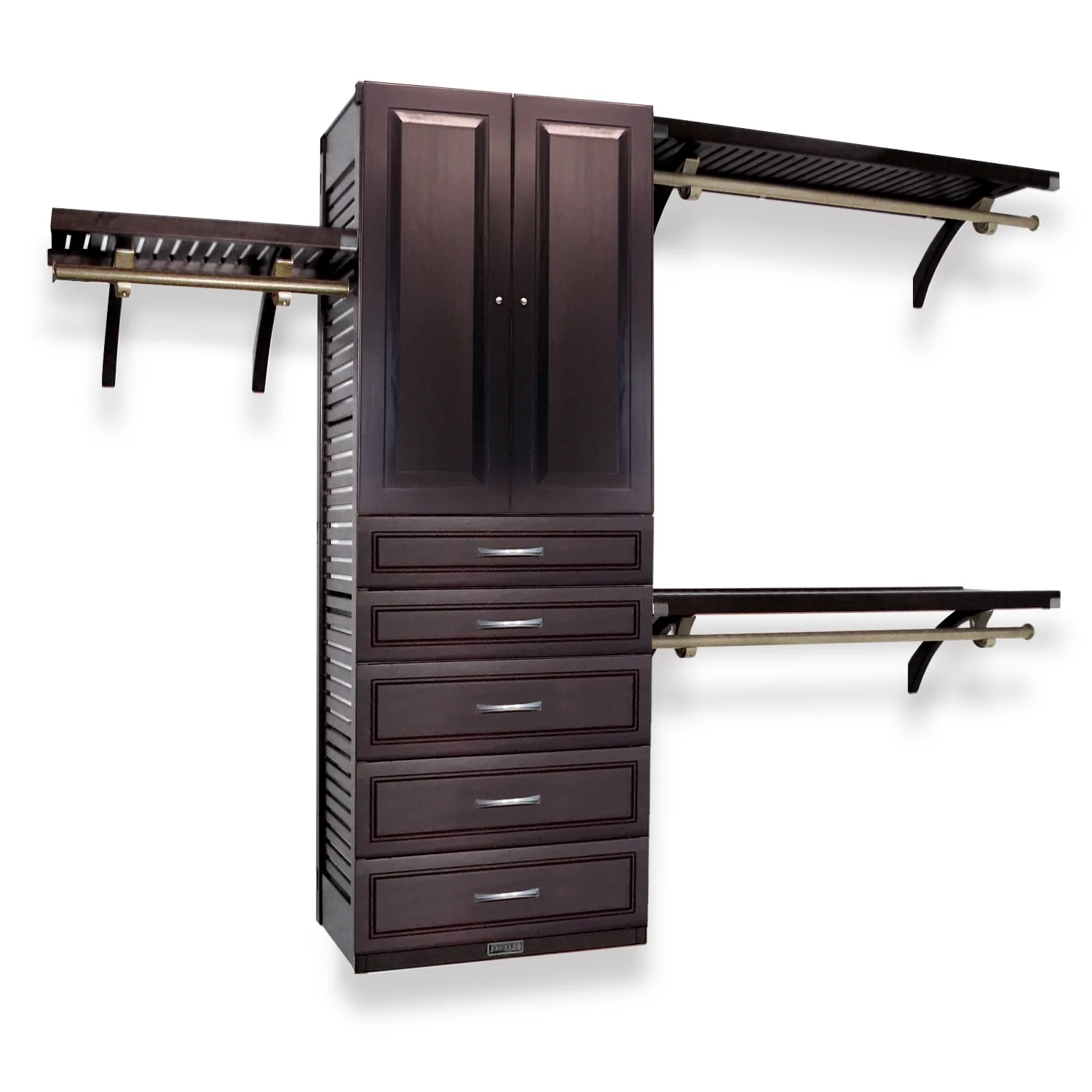 John Louis Home 16in. Deep Solid Wood 5-Drawer/Raised Panel Doors Woodcrest Deluxe Organizer Espresso