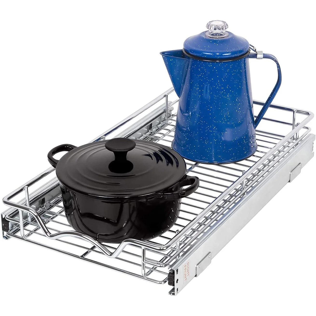 Pull Out Cabinet Drawer Organizer, Heavy Duty- Steel Metal- Chrome Finish