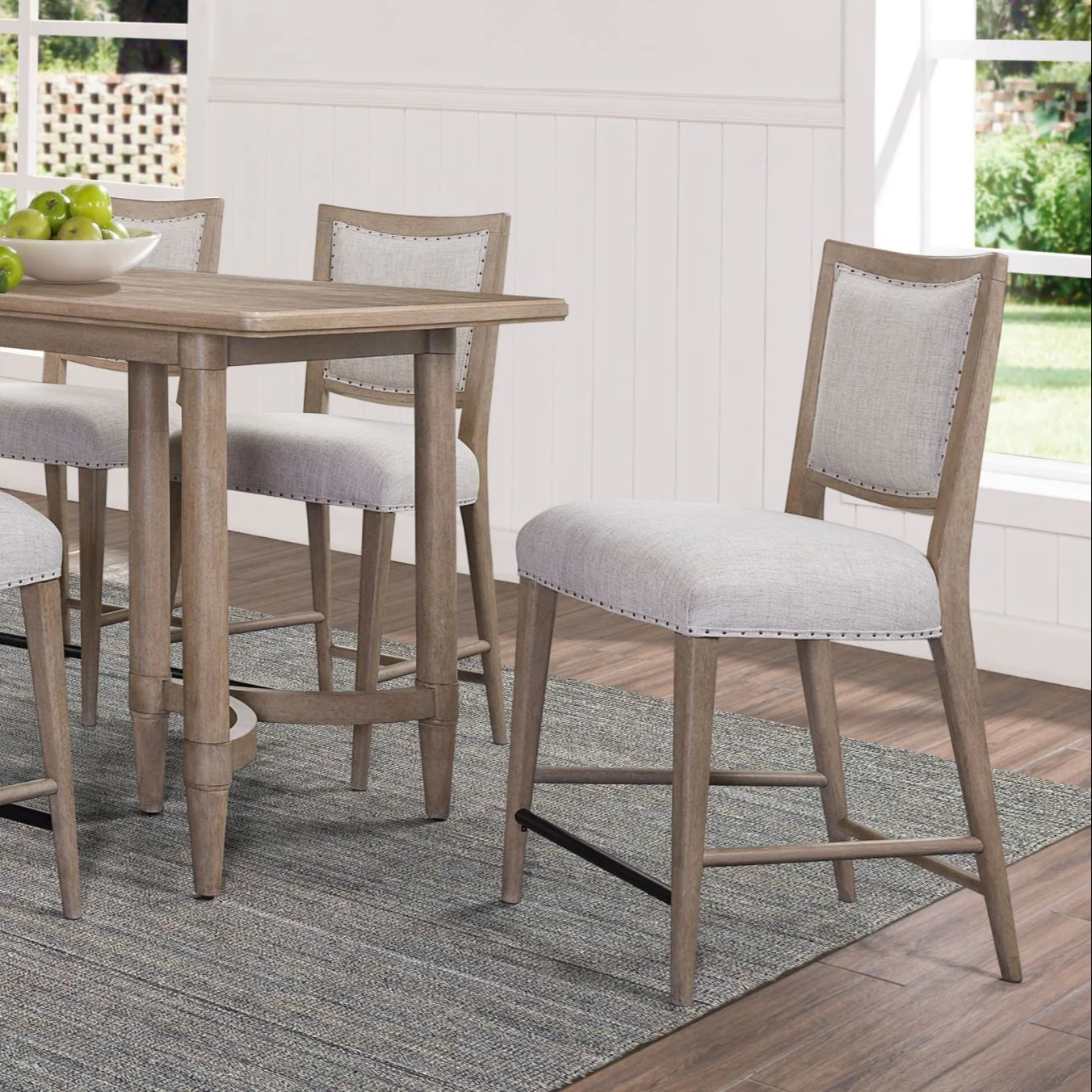 Counter Stool in Sand Colored Finish, Set of 2