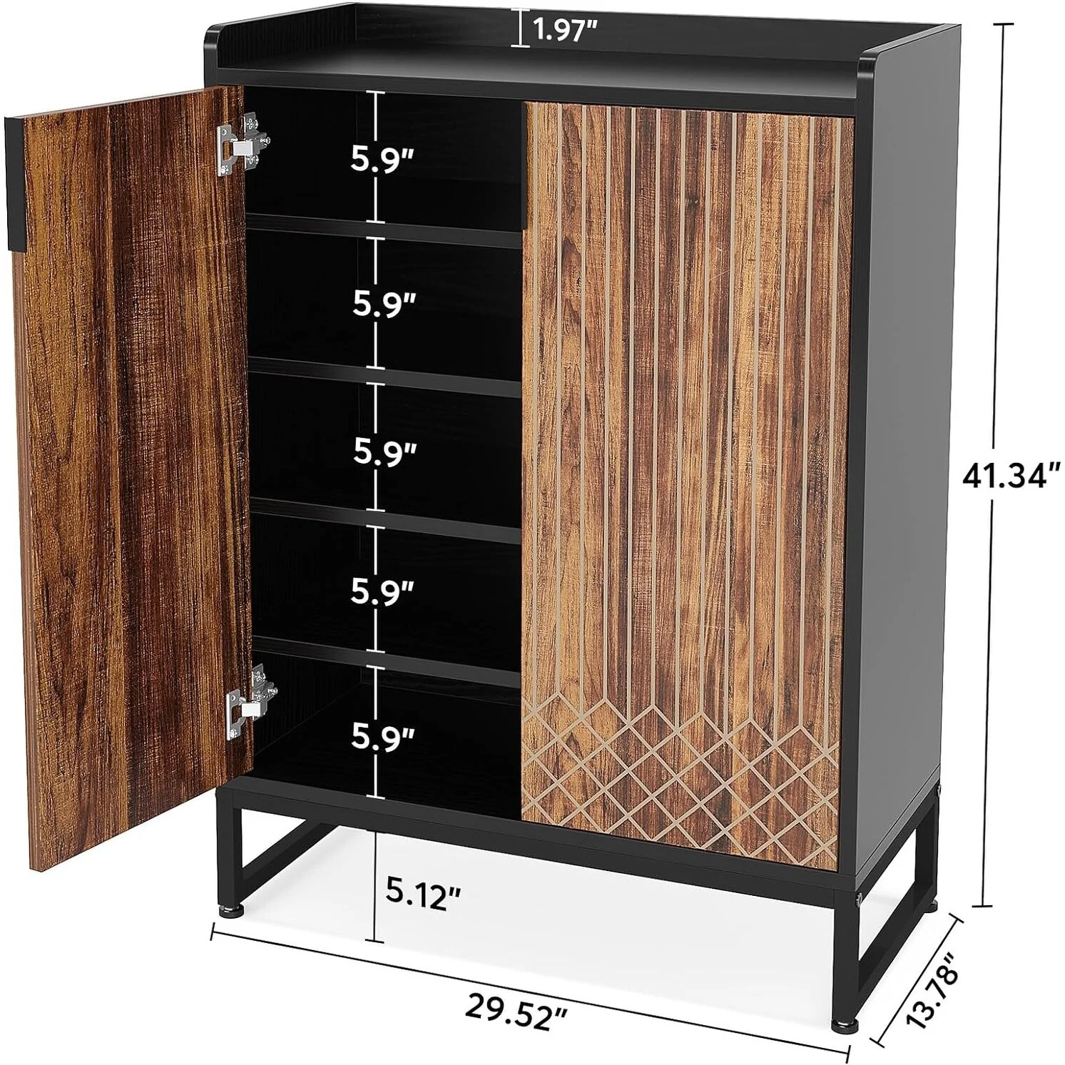 25 Pairs Shoe Cabinet with Doors, 5 Tiers Shoes Rack Organizer Cabinet - 5-Tier