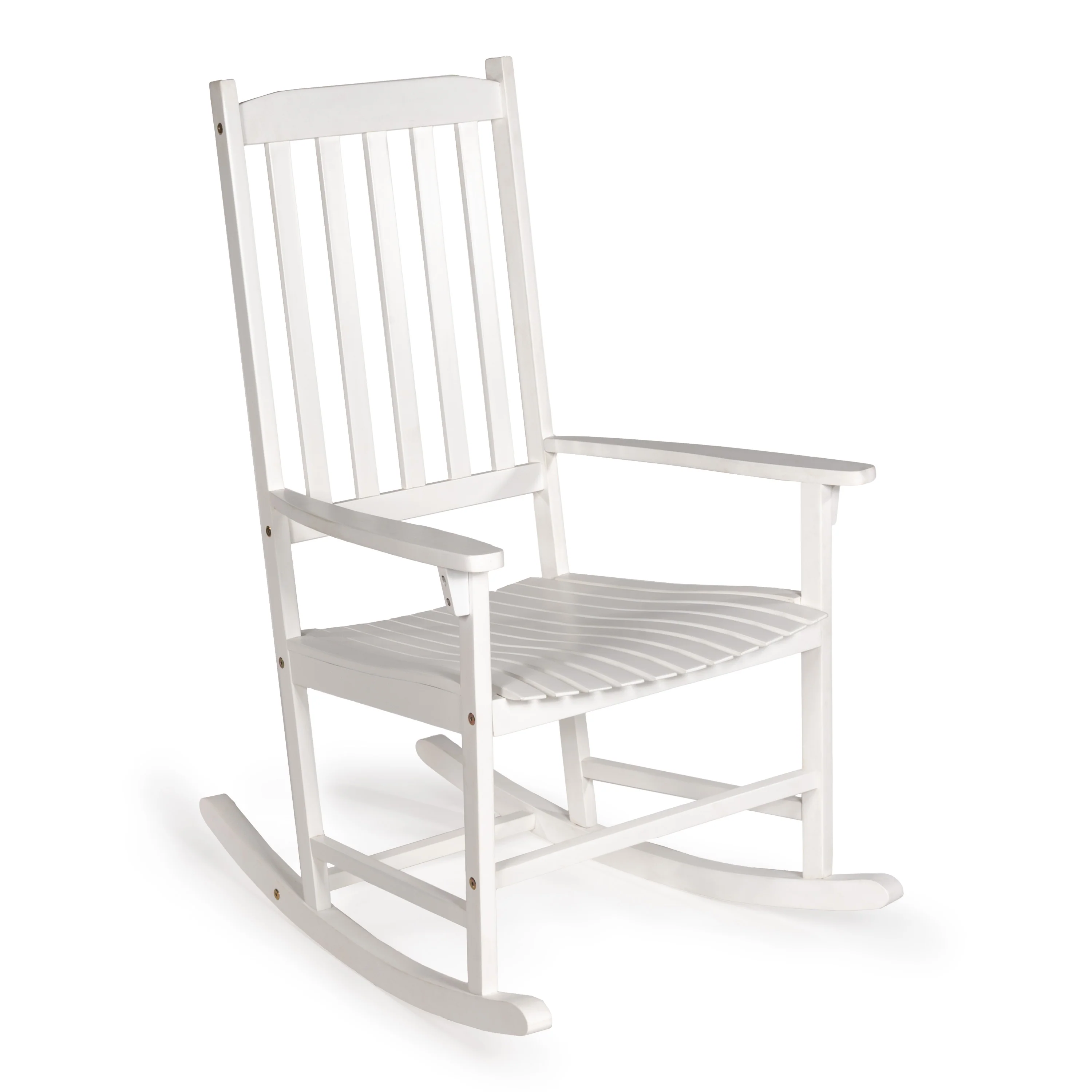 Seagrove Slat-Back Acacia Wood Outdoor Rocking Chair, White