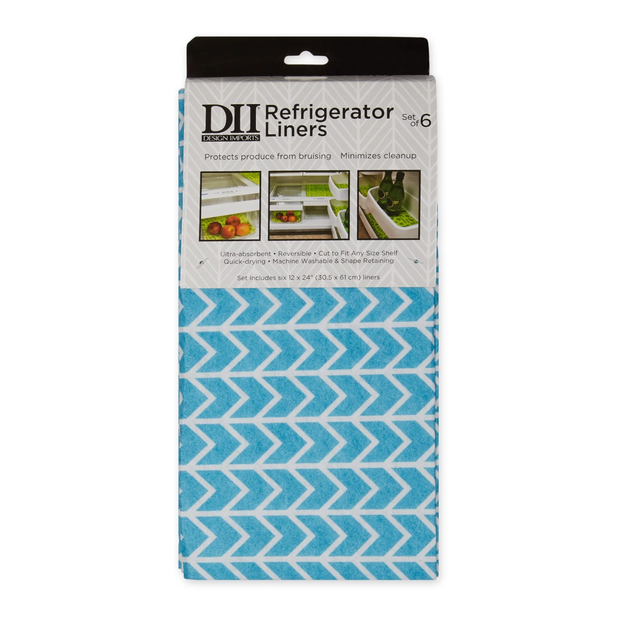 DII Nautical Blue Market Print Fridge Liner (Set of 6)