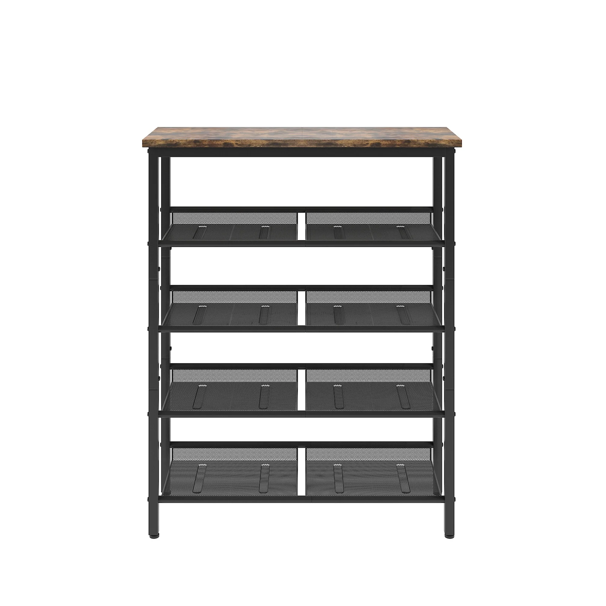 Adjustable 5-layer Shoe Rack with 4 Mesh Shelves