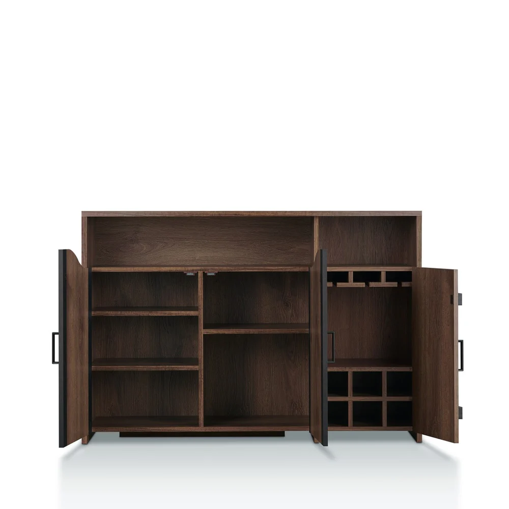 Furniture of America Horr 47-in. Rustic Walnut 7-shelf Buffet Server