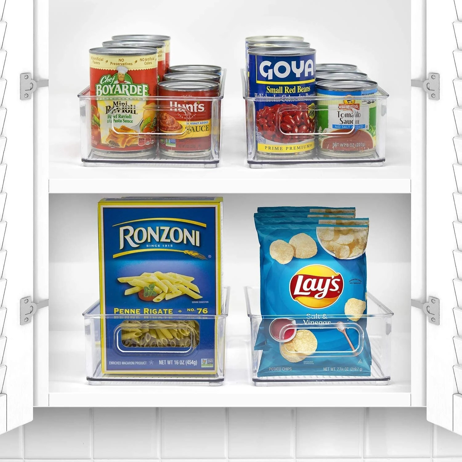 Plastic Storage Bins Stackable Clear Pantry Organizer Box Containers