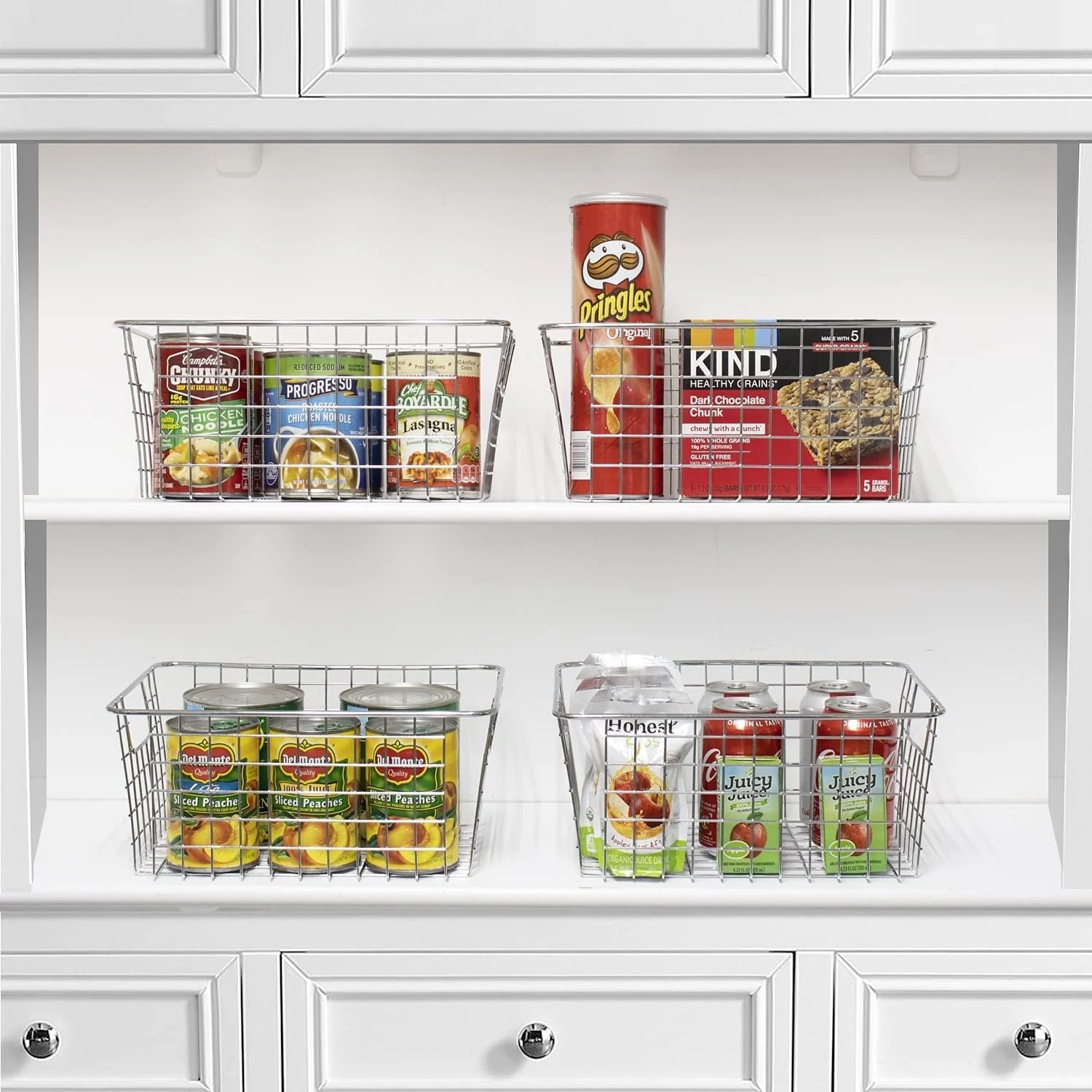 Stackable Baskets Storage Bin Metal Wire Organizers Iron (2-Pack) - 2-Pack