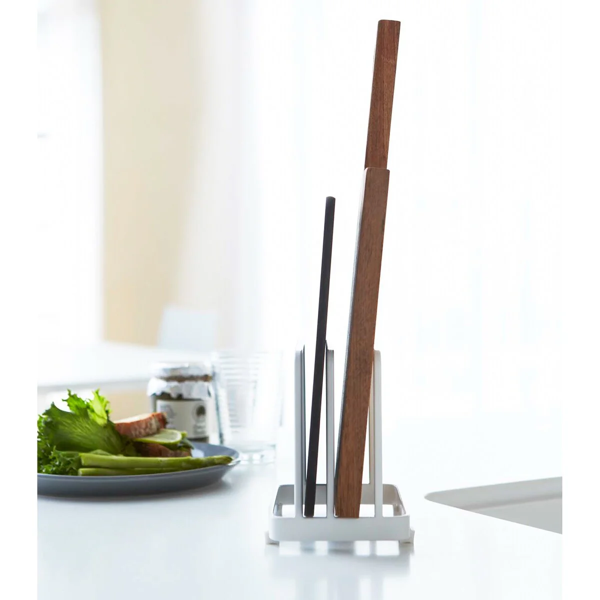 Yamazaki Home Cutting Board Stand, Steel - L 3.54 x W 4.72 x H 4.72 inches