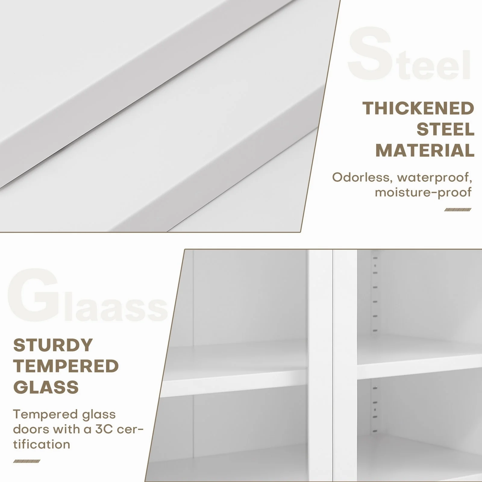 9-Tier Shoe Storage Cabinet with Glass Doors & Adjustable Shelves - 67
