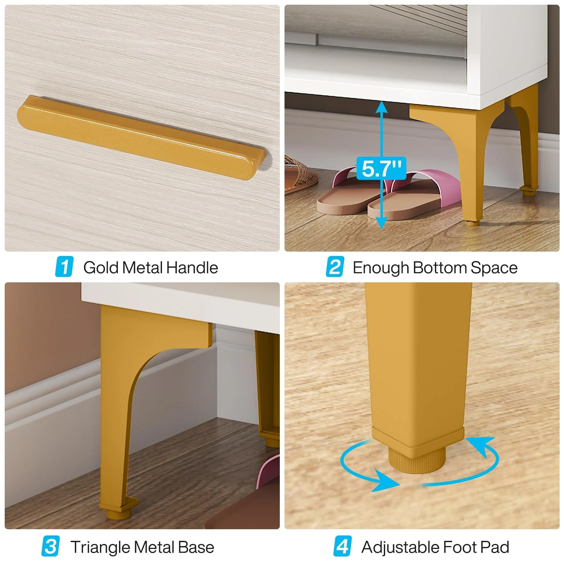 Shoe Cabinet with 3 Flip Drawers for Entryway