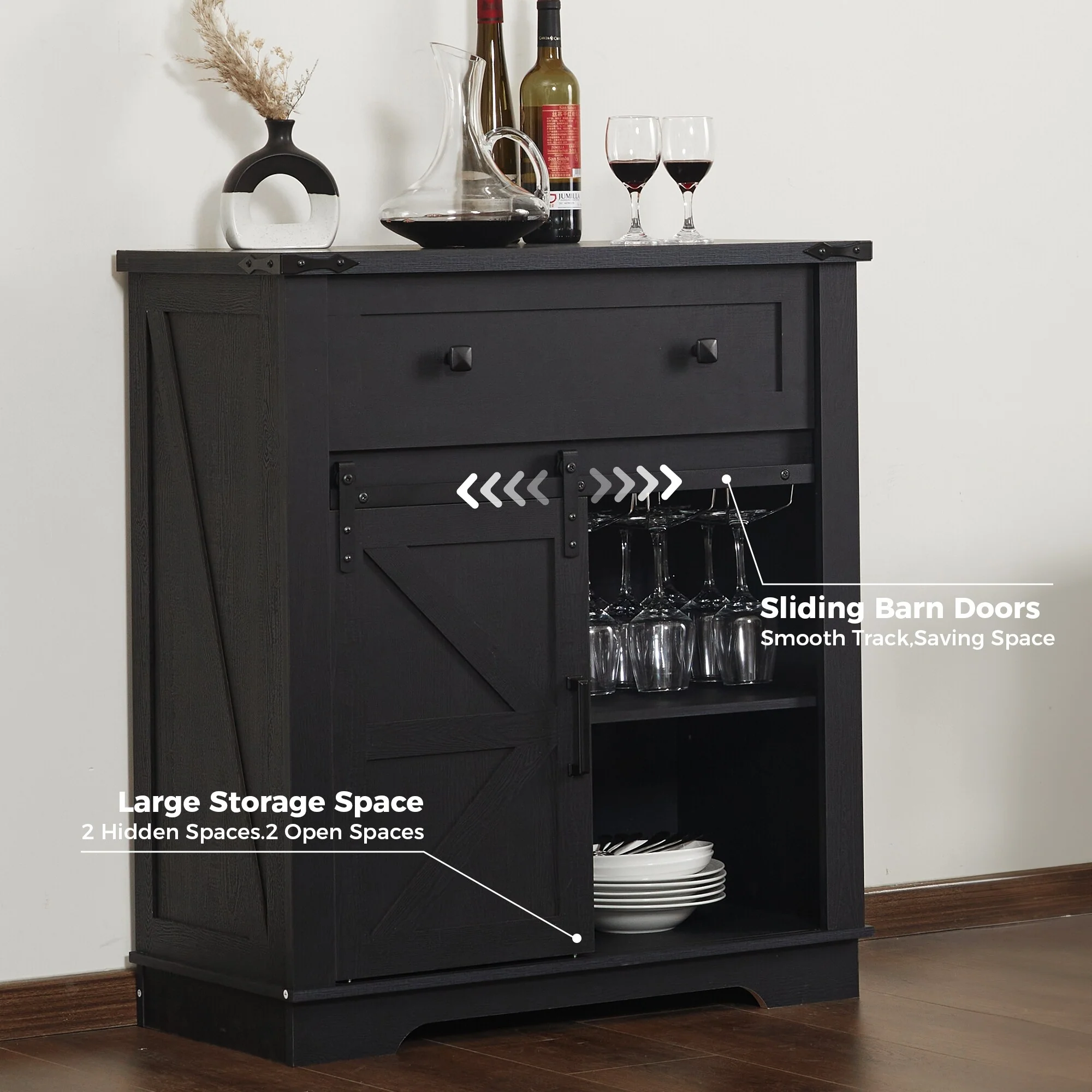Farmhouse Coffee Bar Cabinet,Kitchen Buffet and Sideboard for Dining Room, Living Room, Entryway