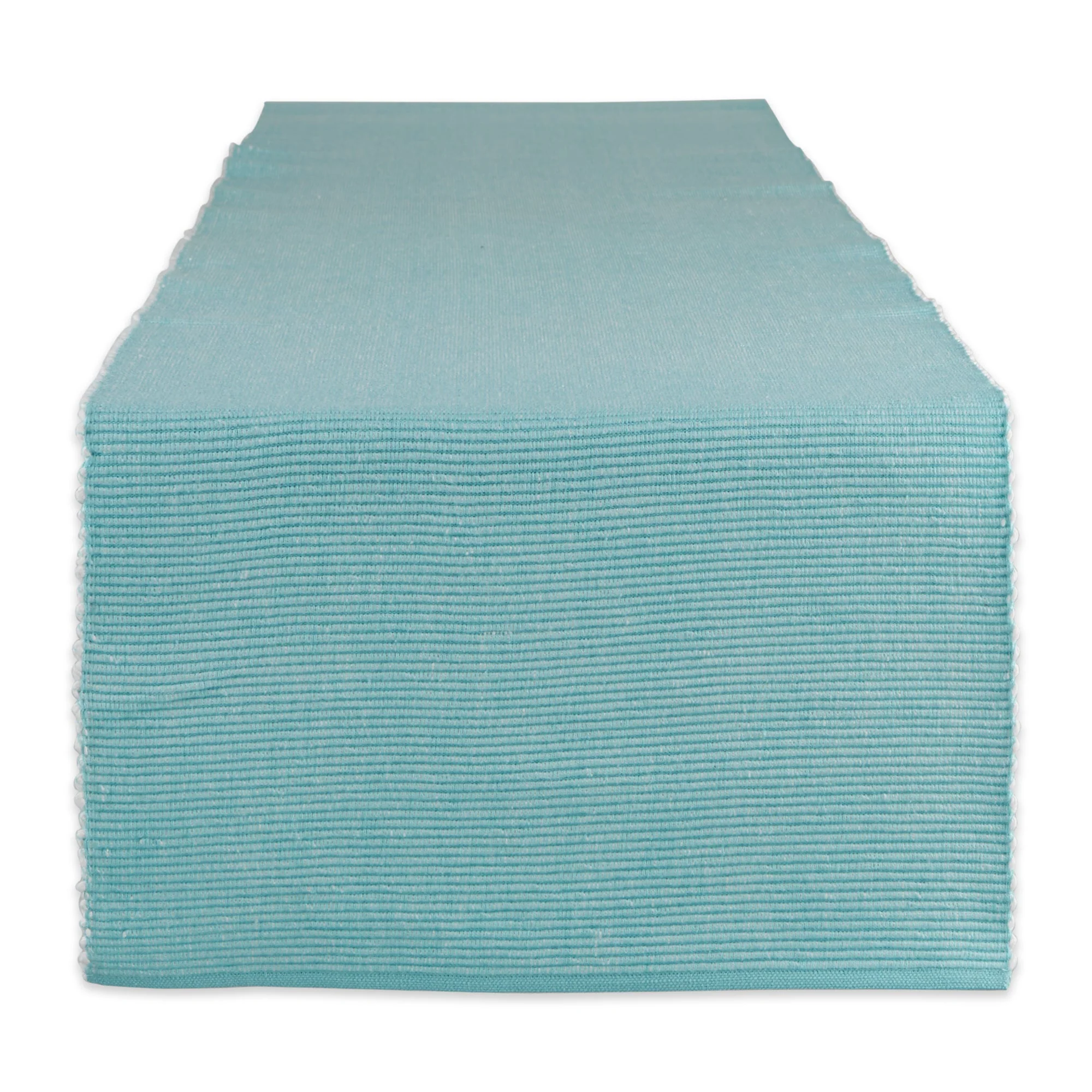 Aqua/White 2-Tone Ribbed Table Runner 13X72