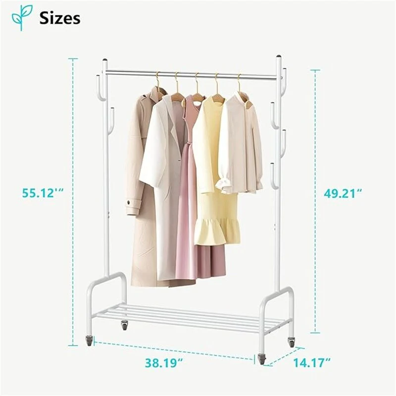 Heavy Duty Clothing Rack with Wheels and Bottom Shelf - 38.19