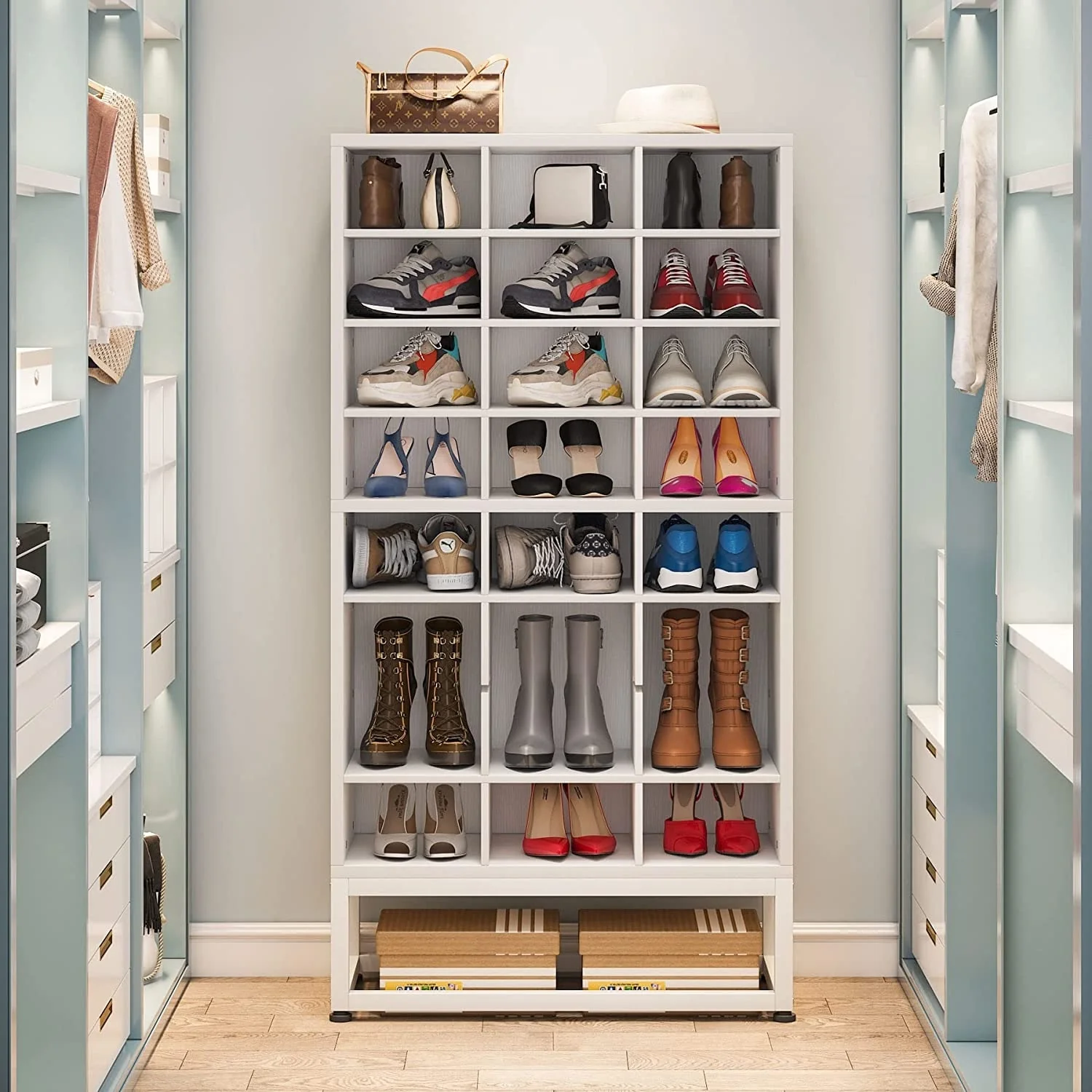 8-tier Shoe Storage Cabinet Organizer Rack with 24 Cubbies