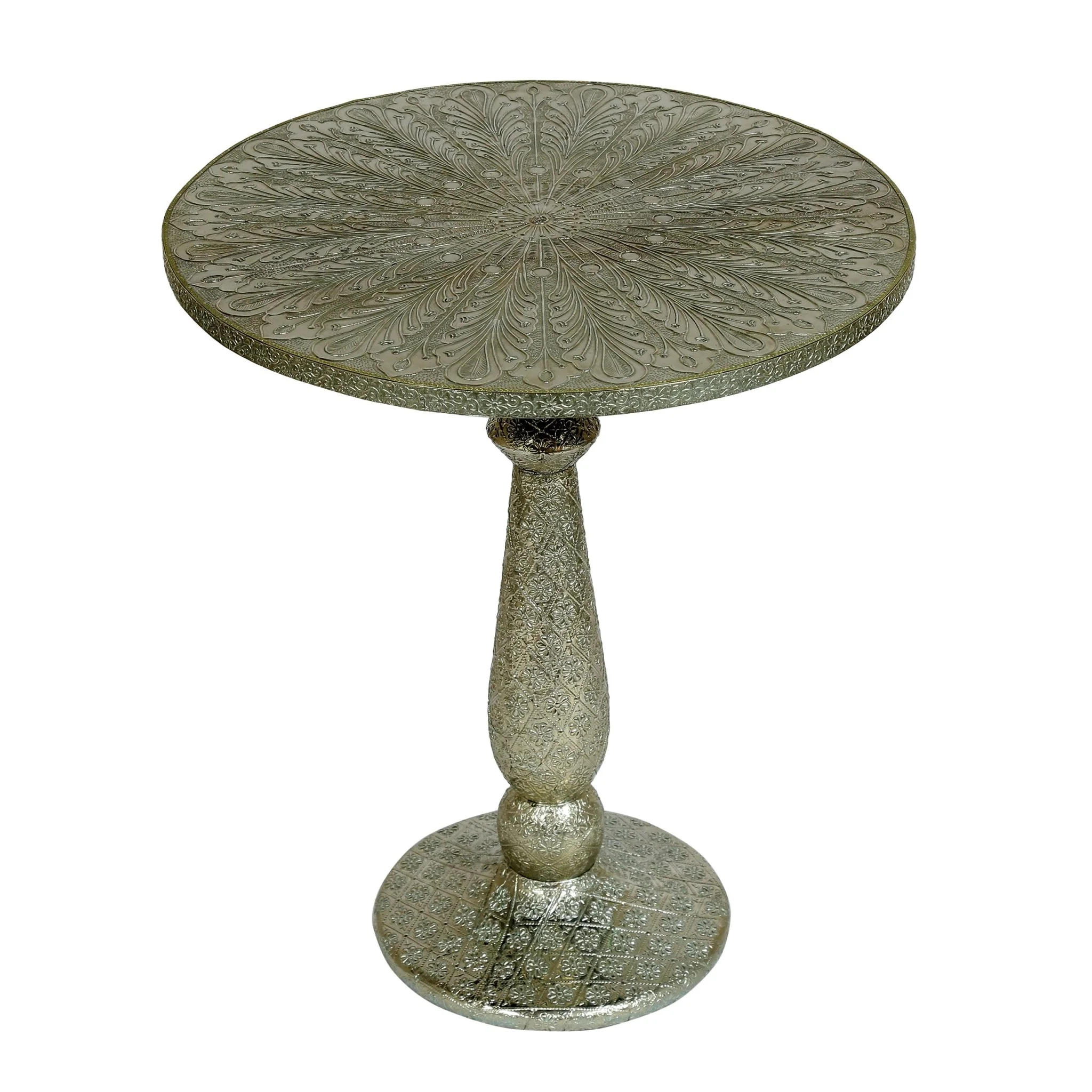 Accent Table with Iron Frame and Turned Base