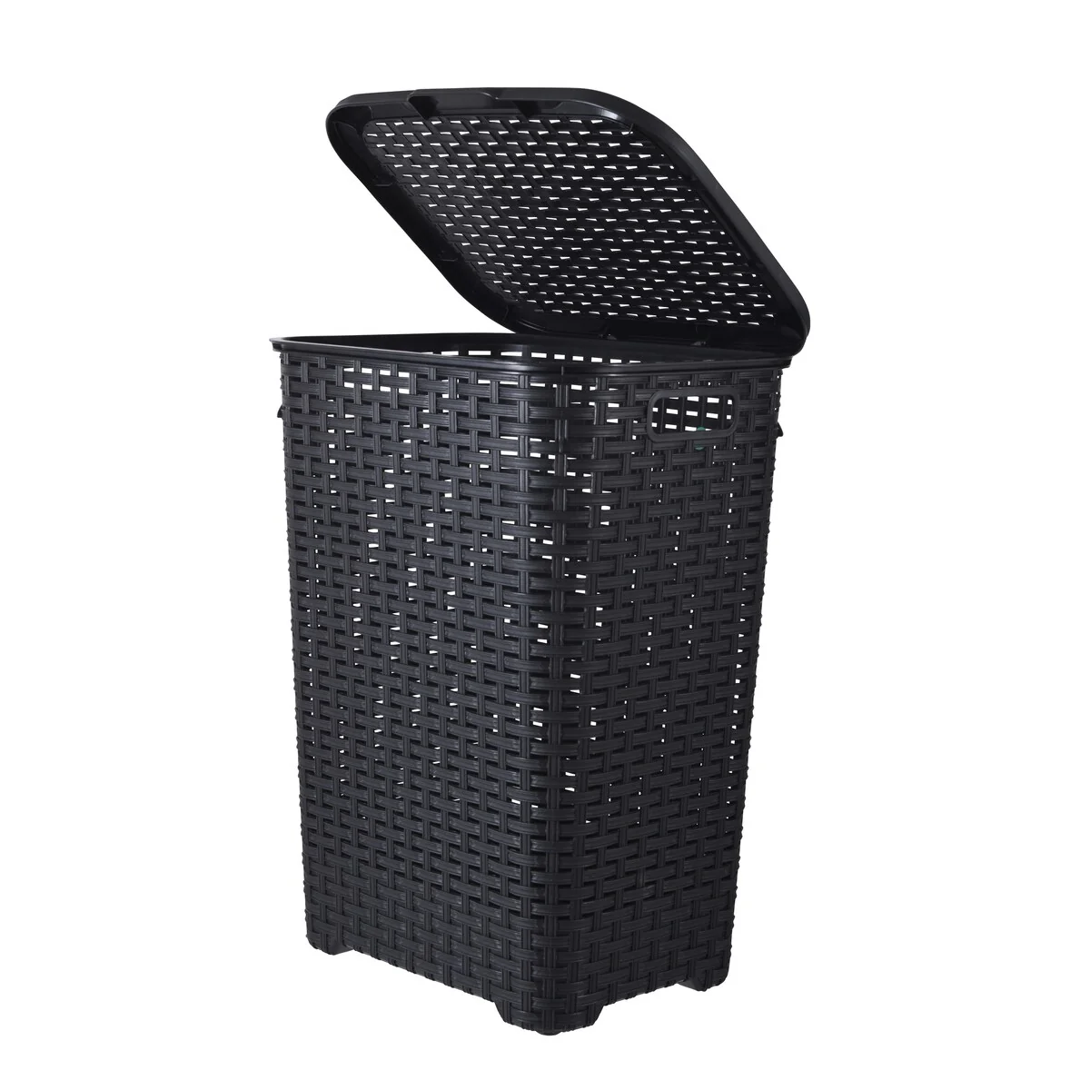 Superio Plastic Wicker Laundry Hamper with Lid Large Capacity - Capacity: 60l