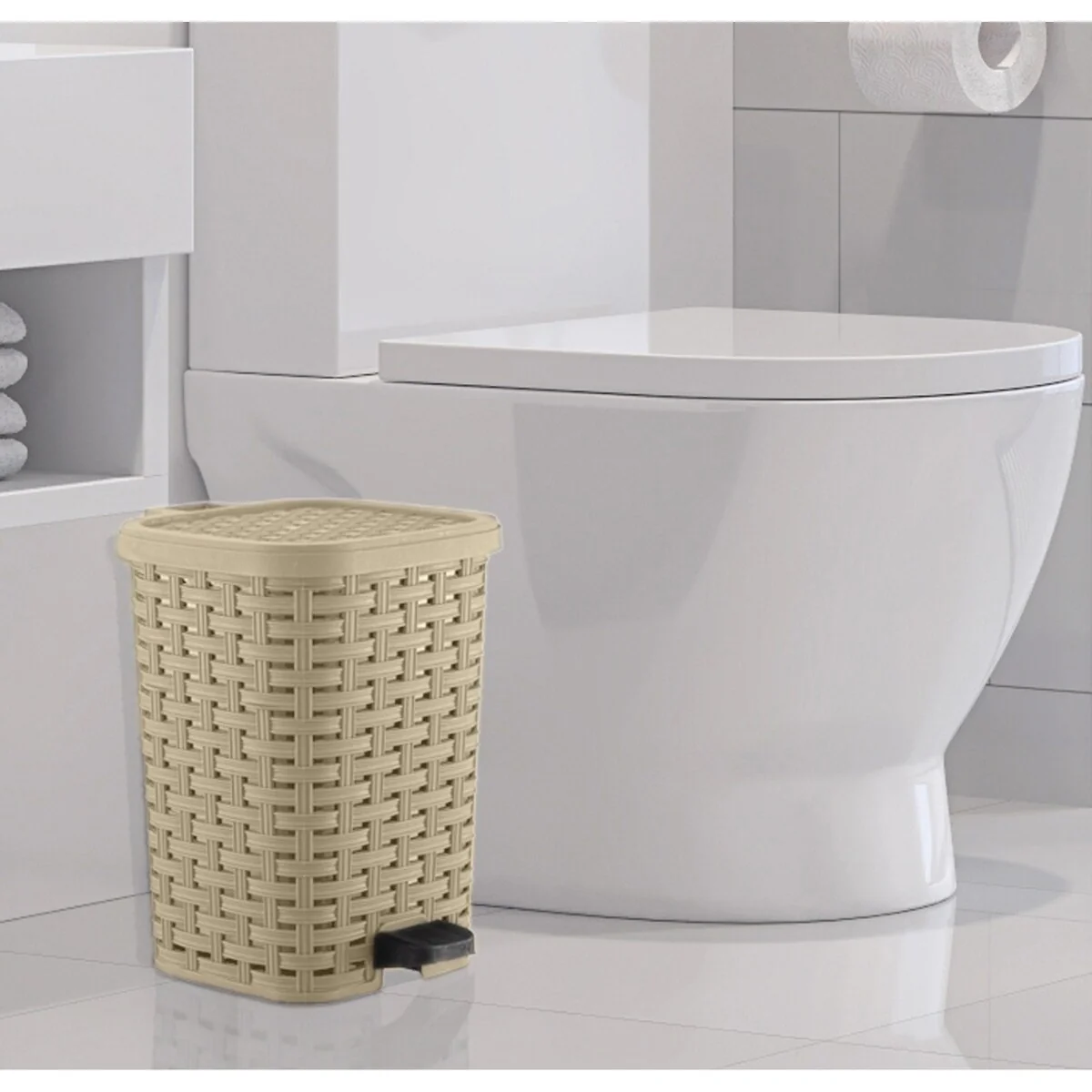 Superio Rattan Step On Trash Can with Removable Liner