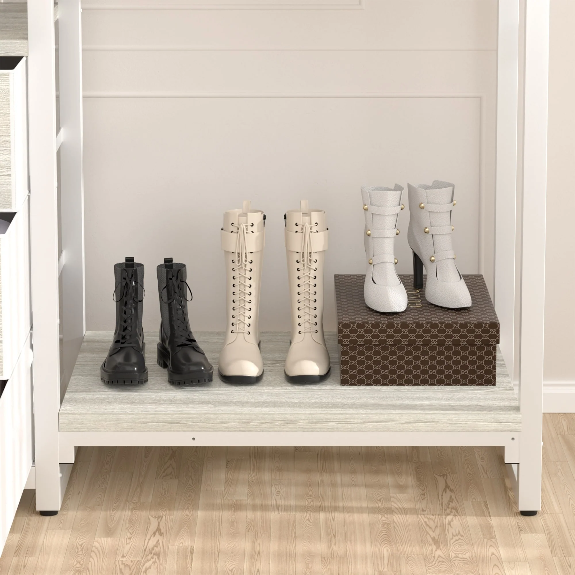 65.6'' Heavy-duty Garment Rack, Freestanding Closet Organizer with Fabric Drawers and 5 hanging Rods