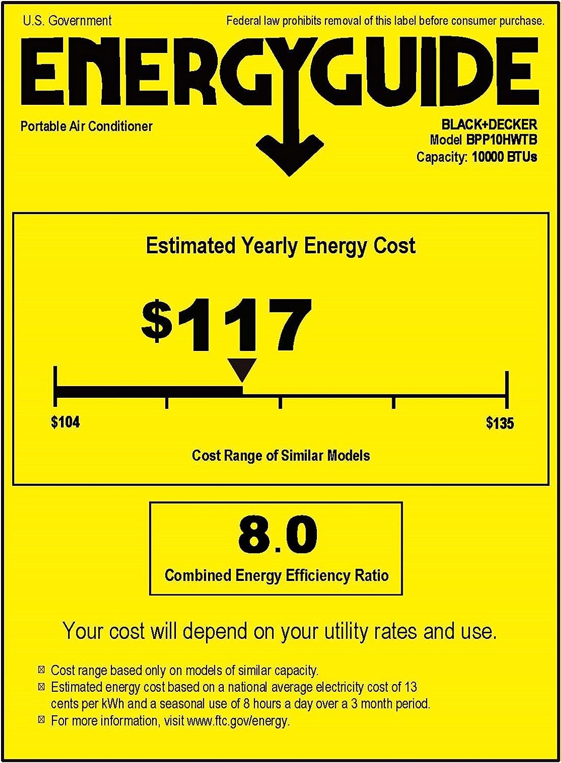 BLACK+DECKER Air Conditioner, 14,000 BTU Air Conditioner Portable for Room up to 700 Sq. Ft. with Remote Control, White