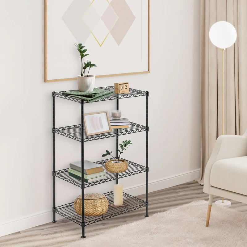 4-Tier Industrial Welded Wire Shelving Black