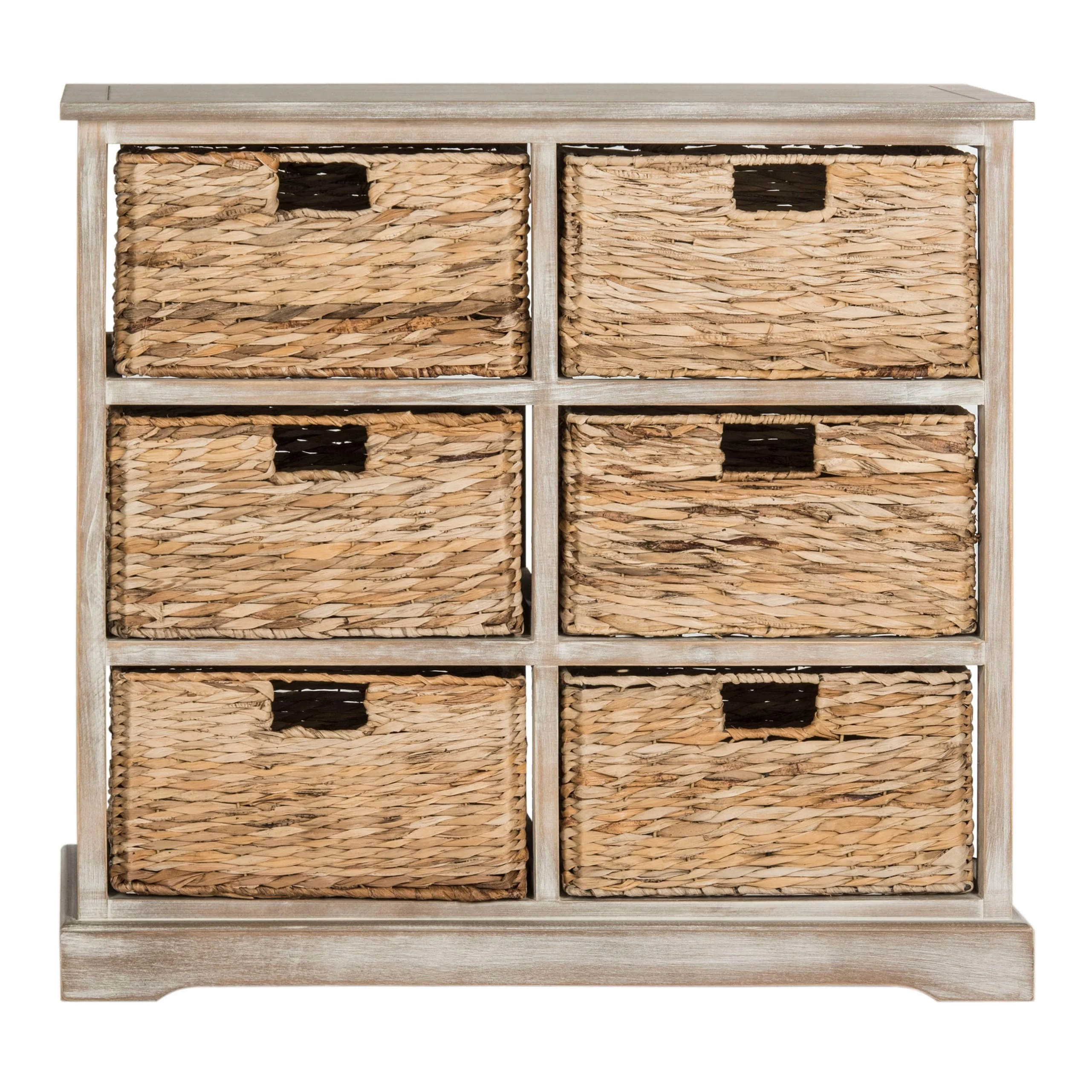 SAFAVIEH Fidelia Distressed Black 6-Drawer Wicker Basket Storage Chest - 32.1