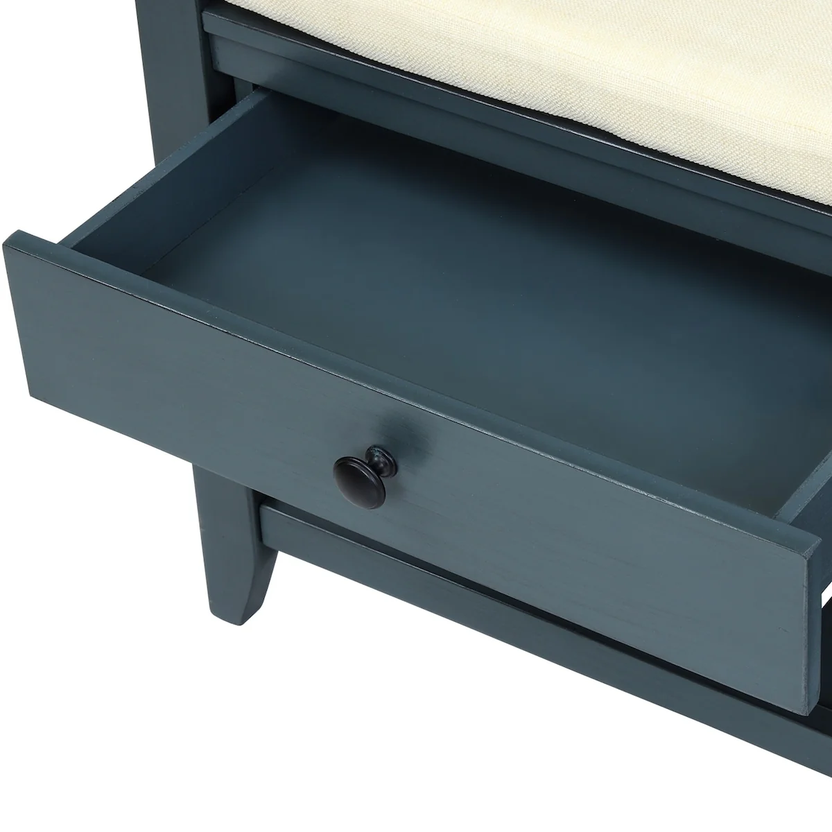 Modern Multipurpose Entryway Storage Bench With Upholstered Seat and Drawers