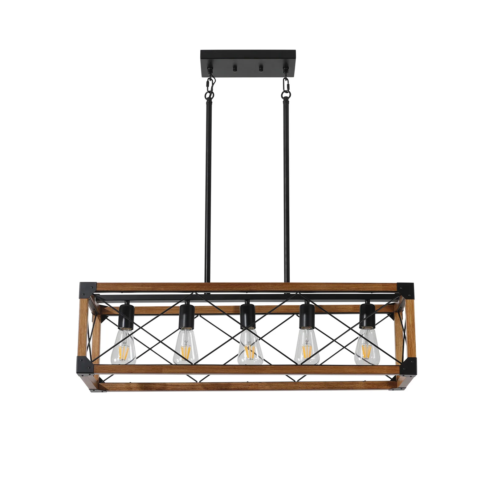 32 Rectangle Pendant Light with 5 Lights and Adjustable Height Boom