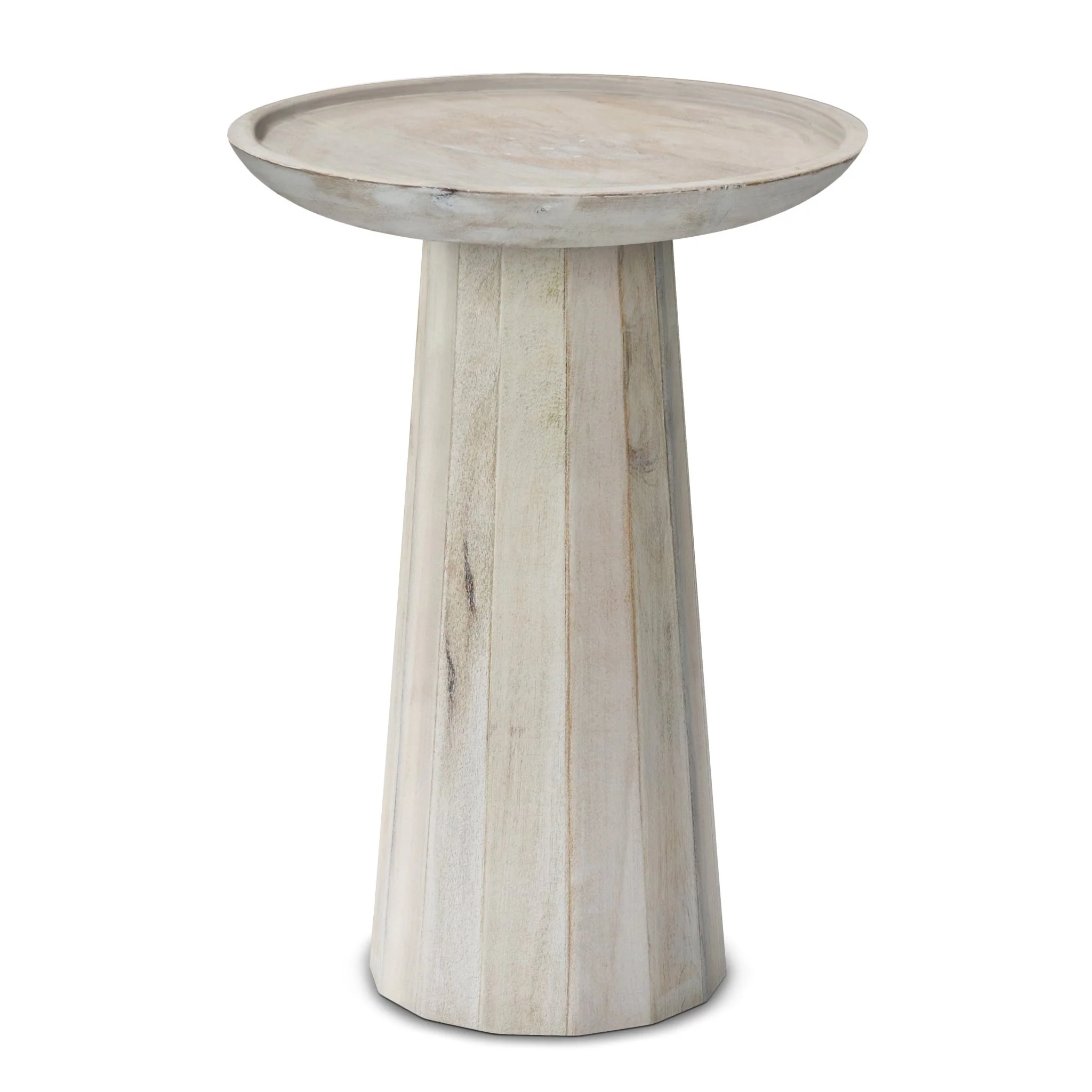 Pantomime Wooden Round Accent Table with Sculptural Design Base